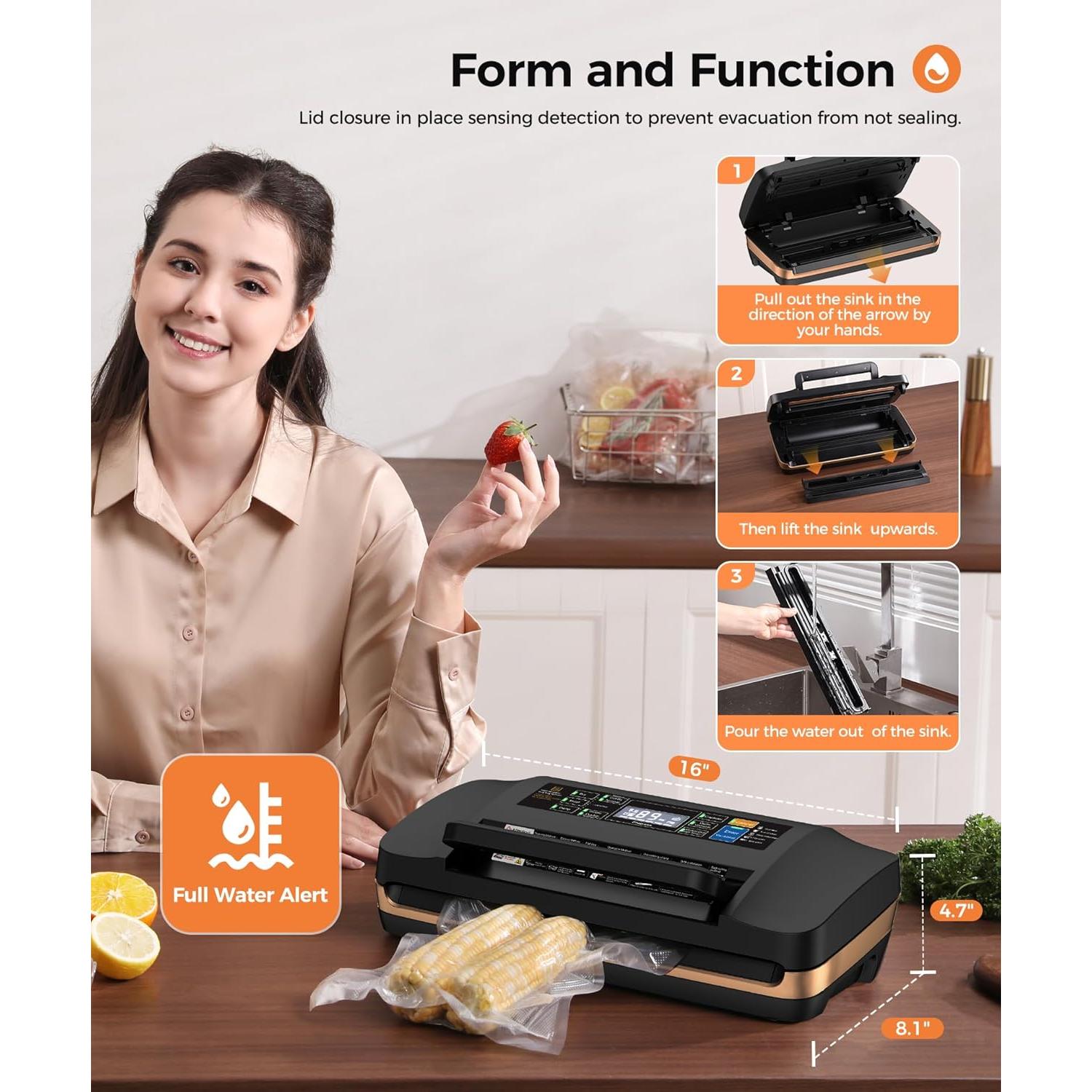 Máquina de Sellado al Vacío QIQIAOB SV608 130W Automática