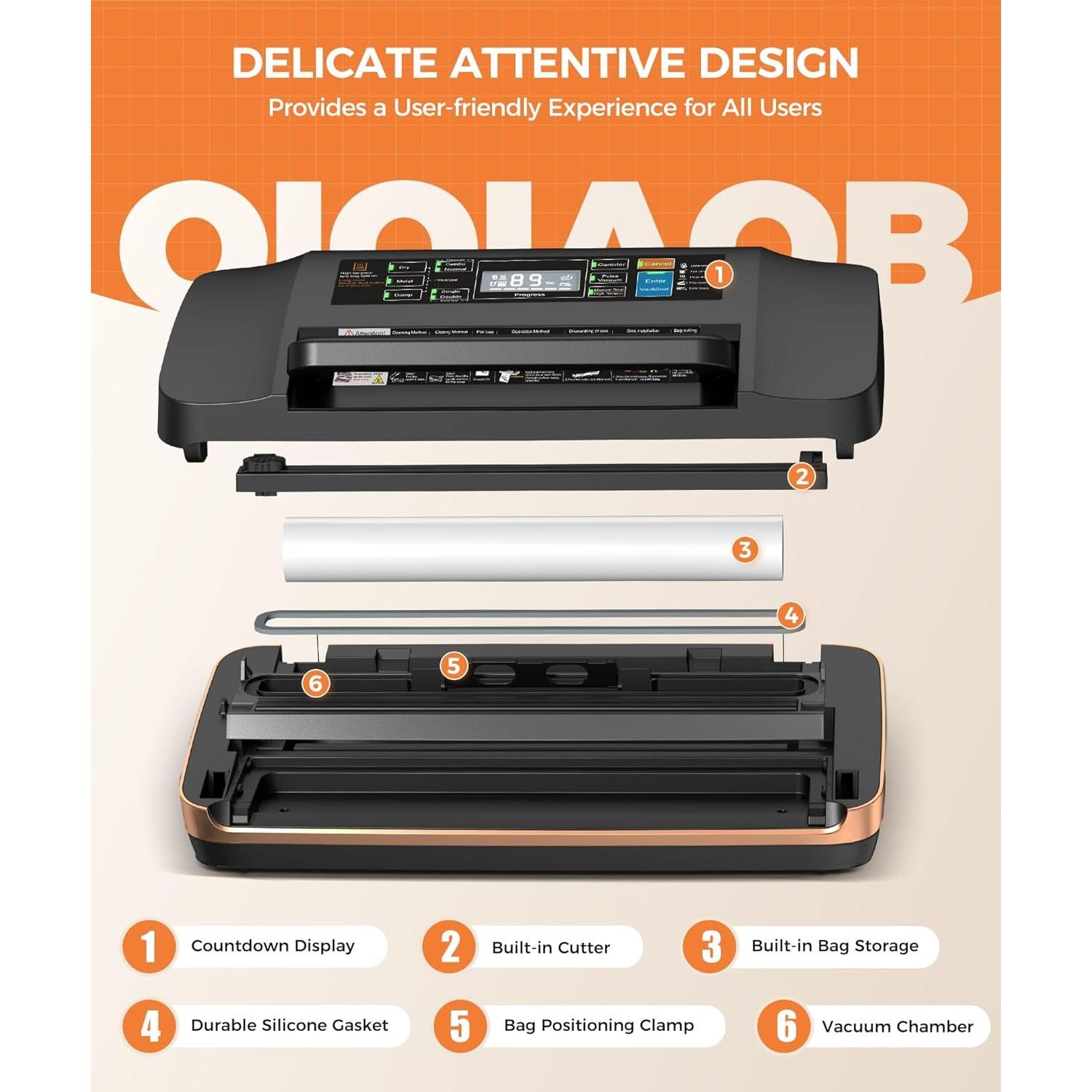 Máquina de Sellado al Vacío QIQIAOB SV608 130W Automática