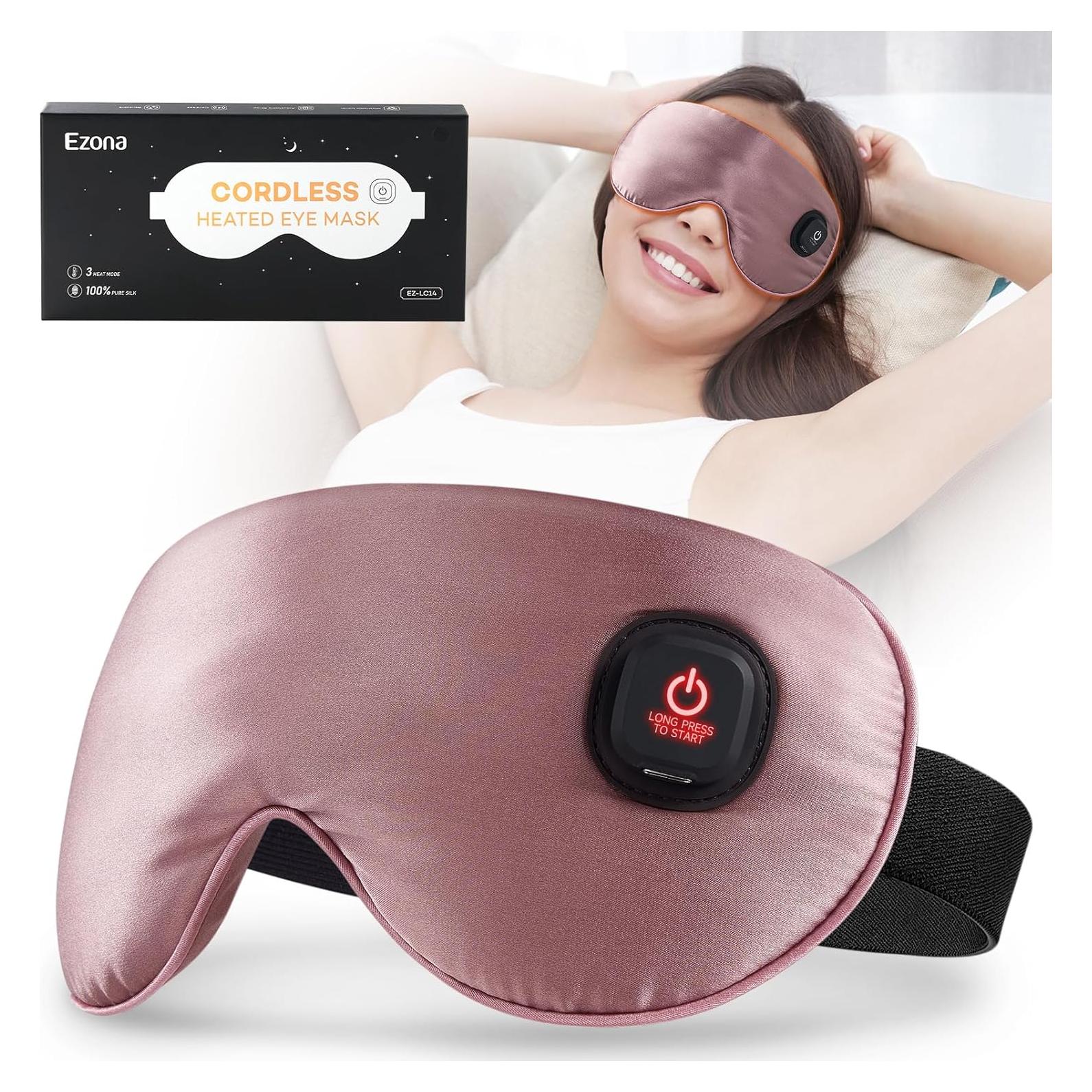 Máscara de Ojos Caliente Ezona de Seda Púrpura 100% Lavable