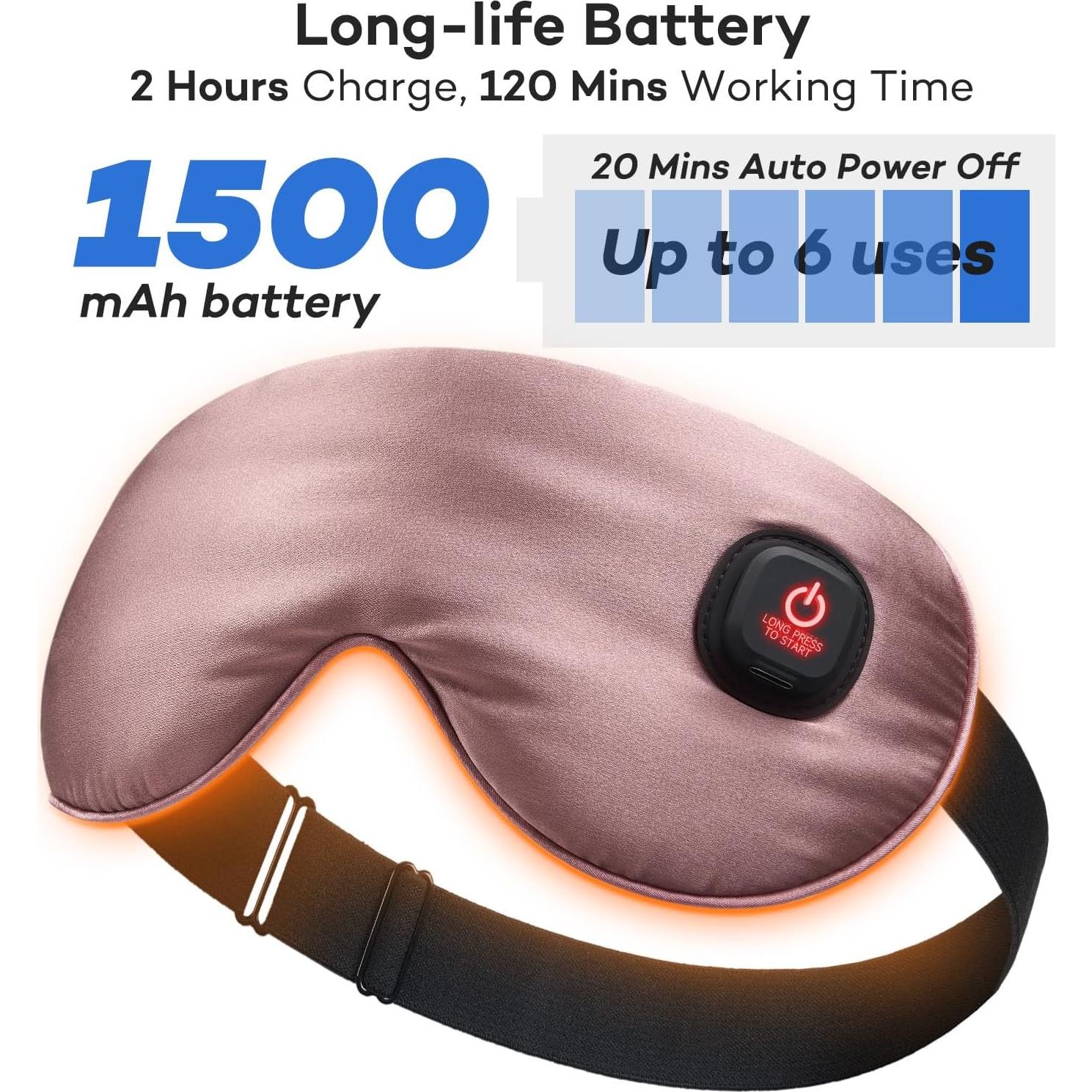 Máscara de Ojos Caliente Ezona de Seda Púrpura 100% Lavable