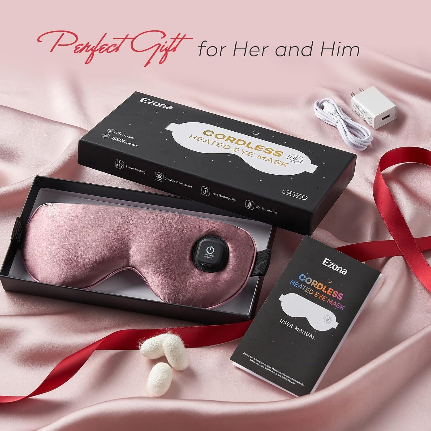 Máscara de Ojos Caliente Ezona de Seda Púrpura 100% Lavable