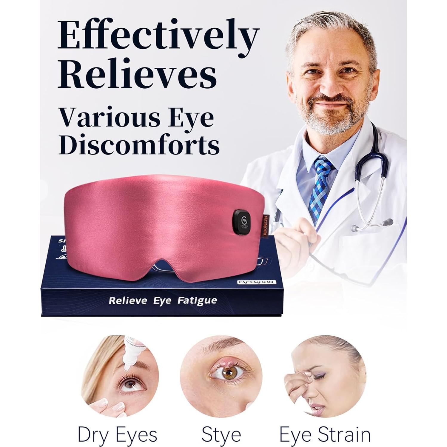 Máscara de Ojos Calentada FACEMOON Rosa - Alivio Ojos Secos