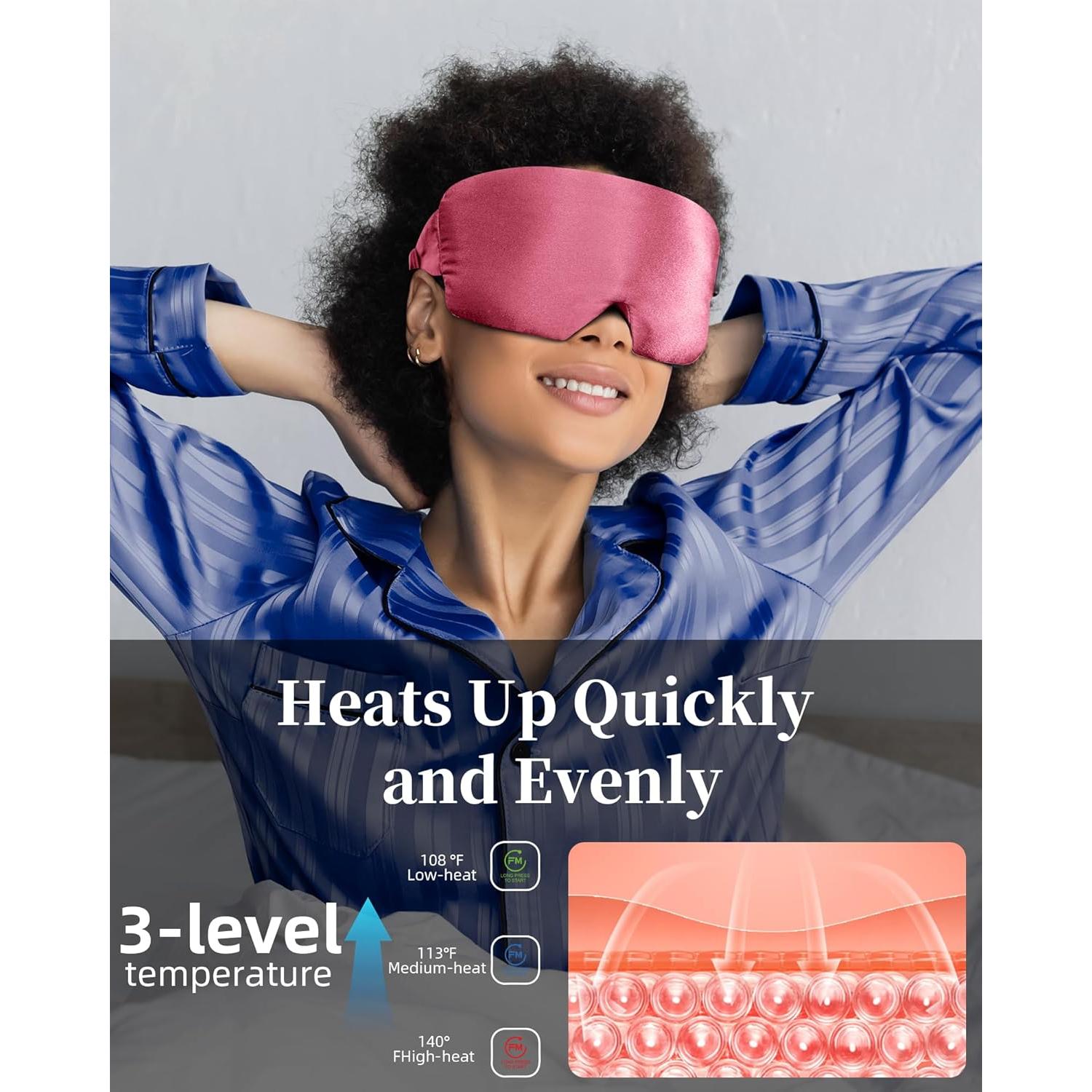 Máscara de Ojos Calentada FACEMOON Rosa - Alivio Ojos Secos