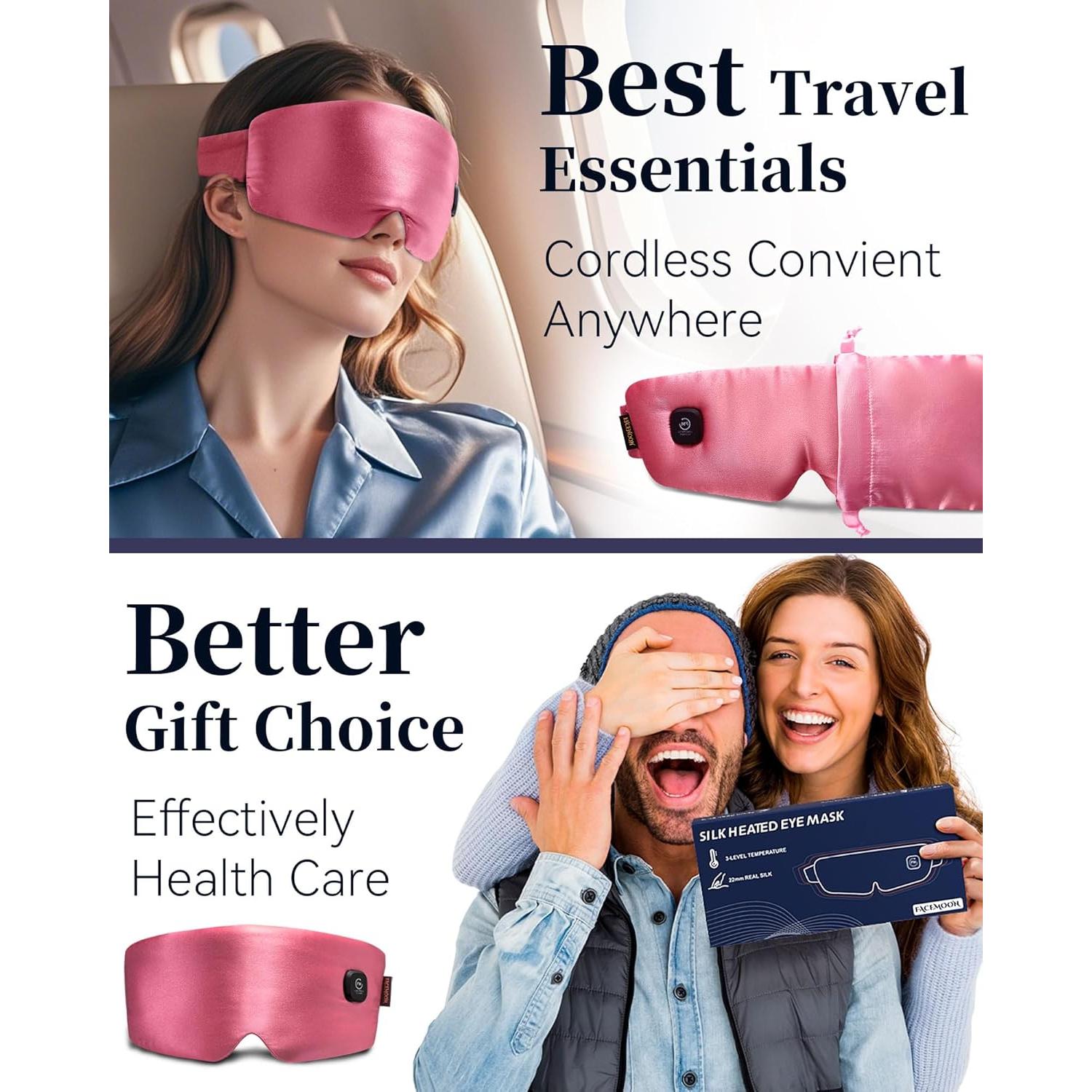 Máscara de Ojos Calentada FACEMOON Rosa - Alivio Ojos Secos