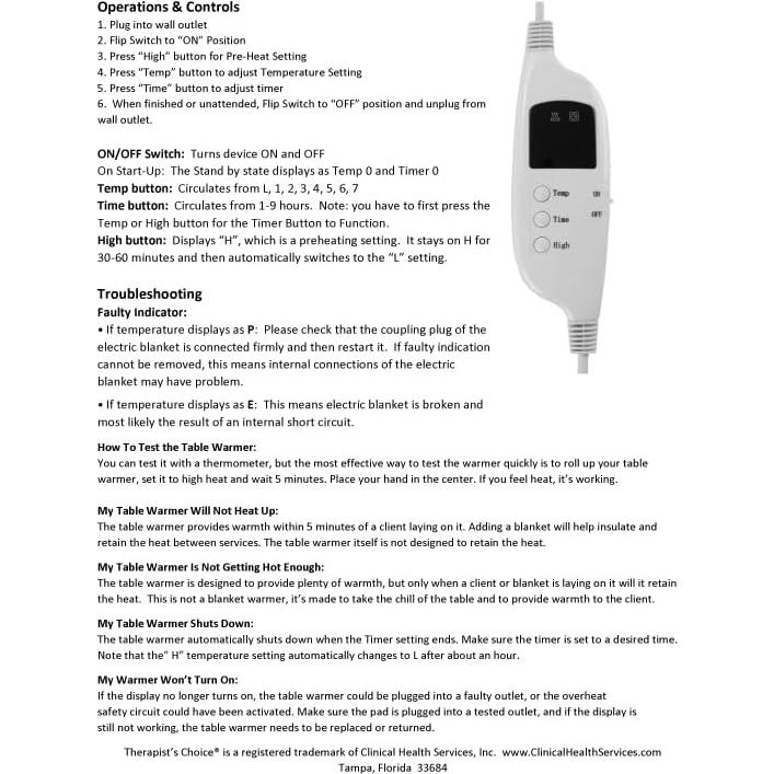 Calentador de Mesa de Masaje Therapist's Choice 71x31 cm