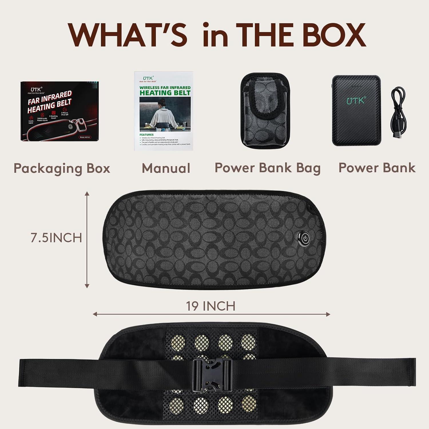 Cinturón Térmico Inalámbrico UTK para Alivio de Dolor - 3 Calores