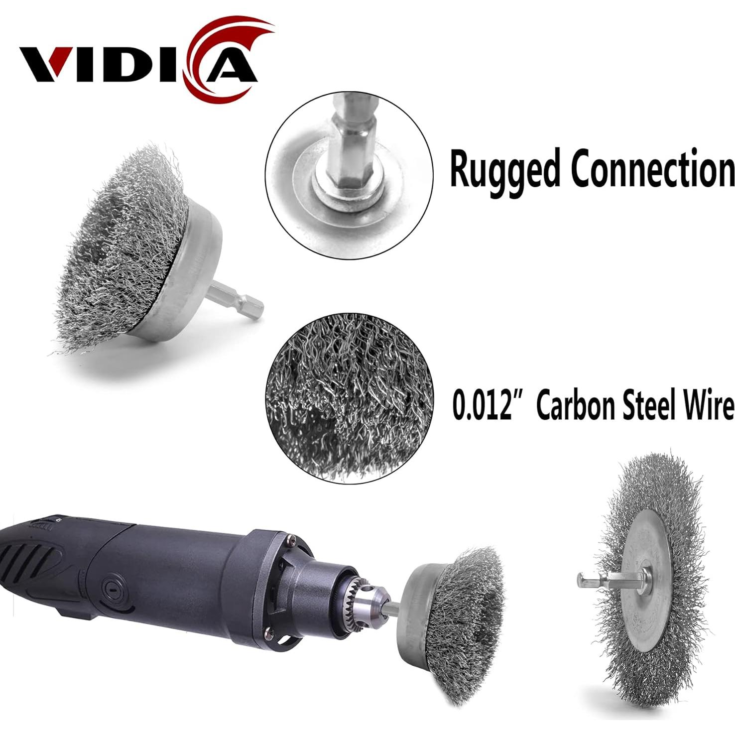 Juego de Cepillos de Alambre 9 Pcs VIDICA para Taladro