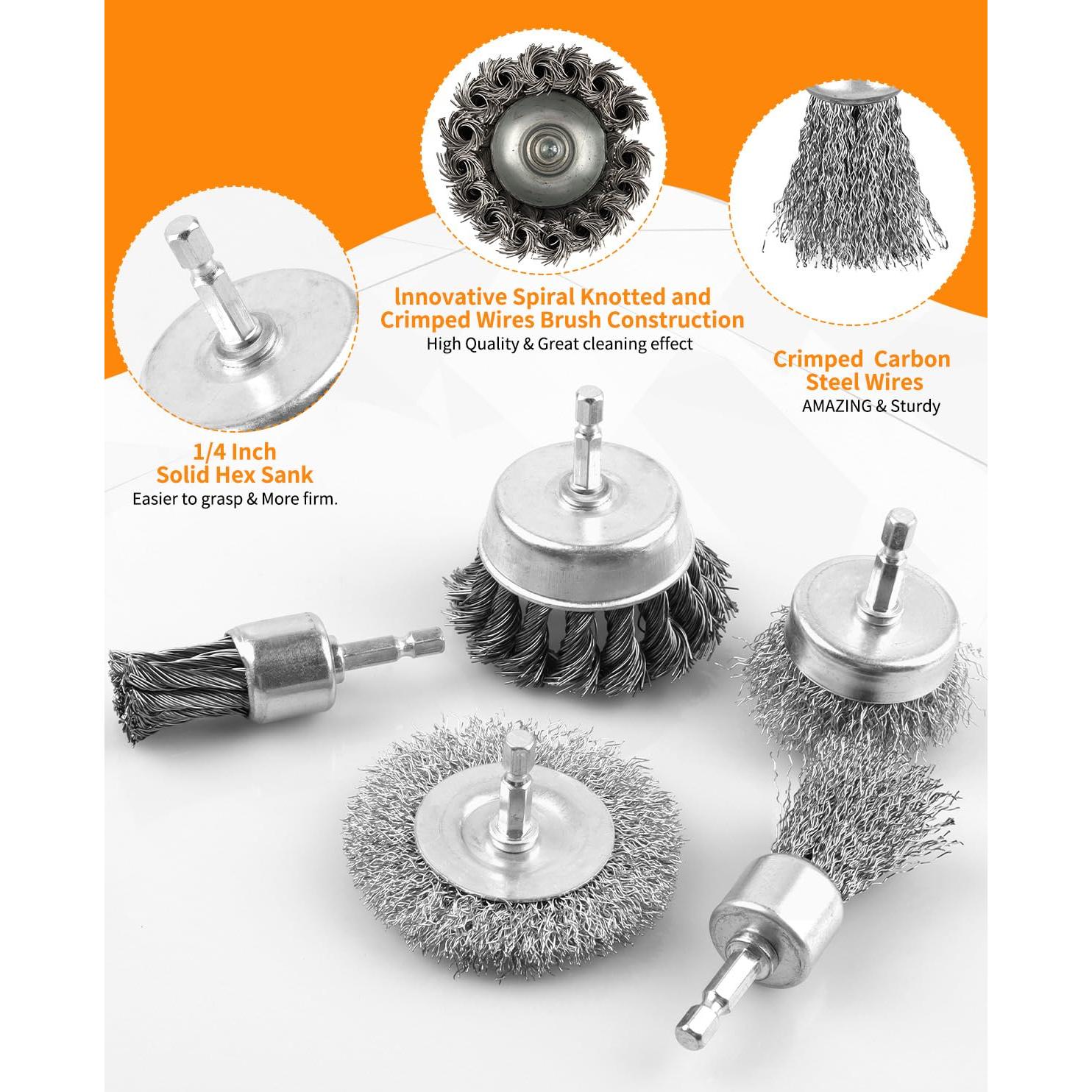 Juego de 5 Accesorios de Cepillo de Alambre WENHUALI