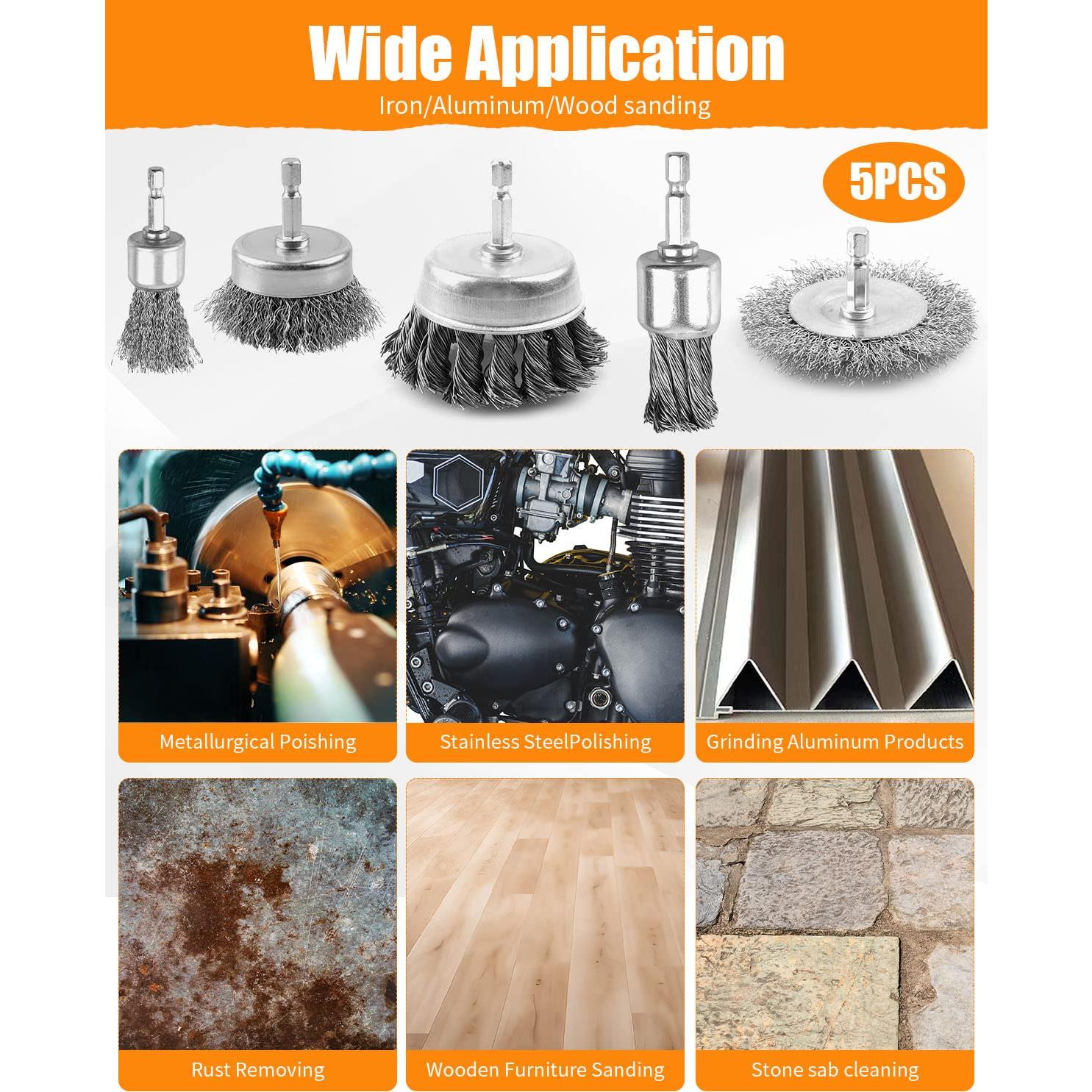 Juego de 5 Accesorios de Cepillo de Alambre WENHUALI