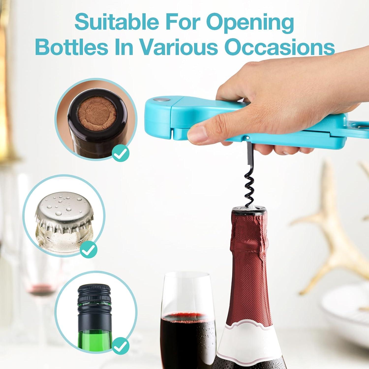 Abridor de tarros y botellas UYWLYCL 7 en 1 Cian