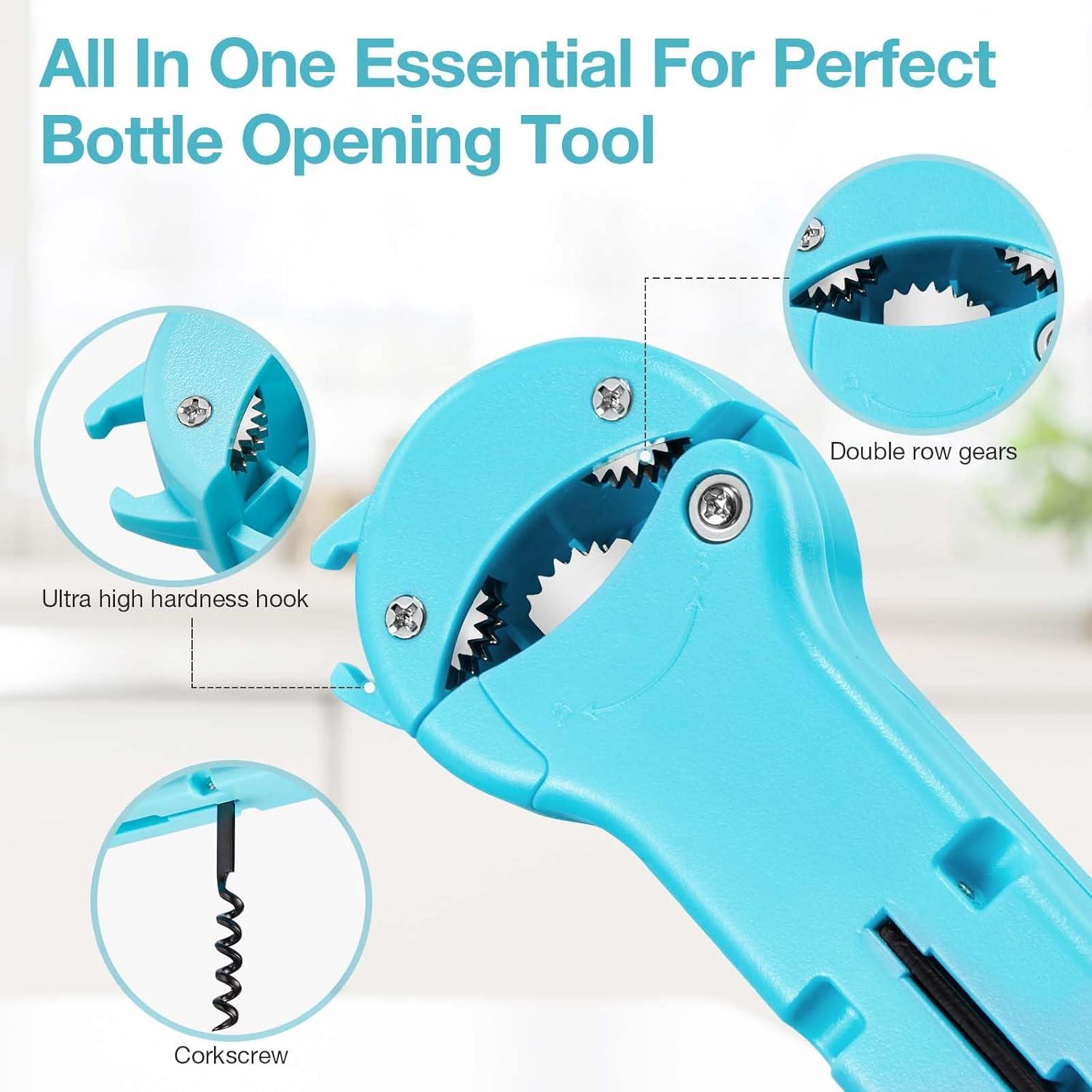 Abridor de tarros y botellas UYWLYCL 7 en 1 Cian