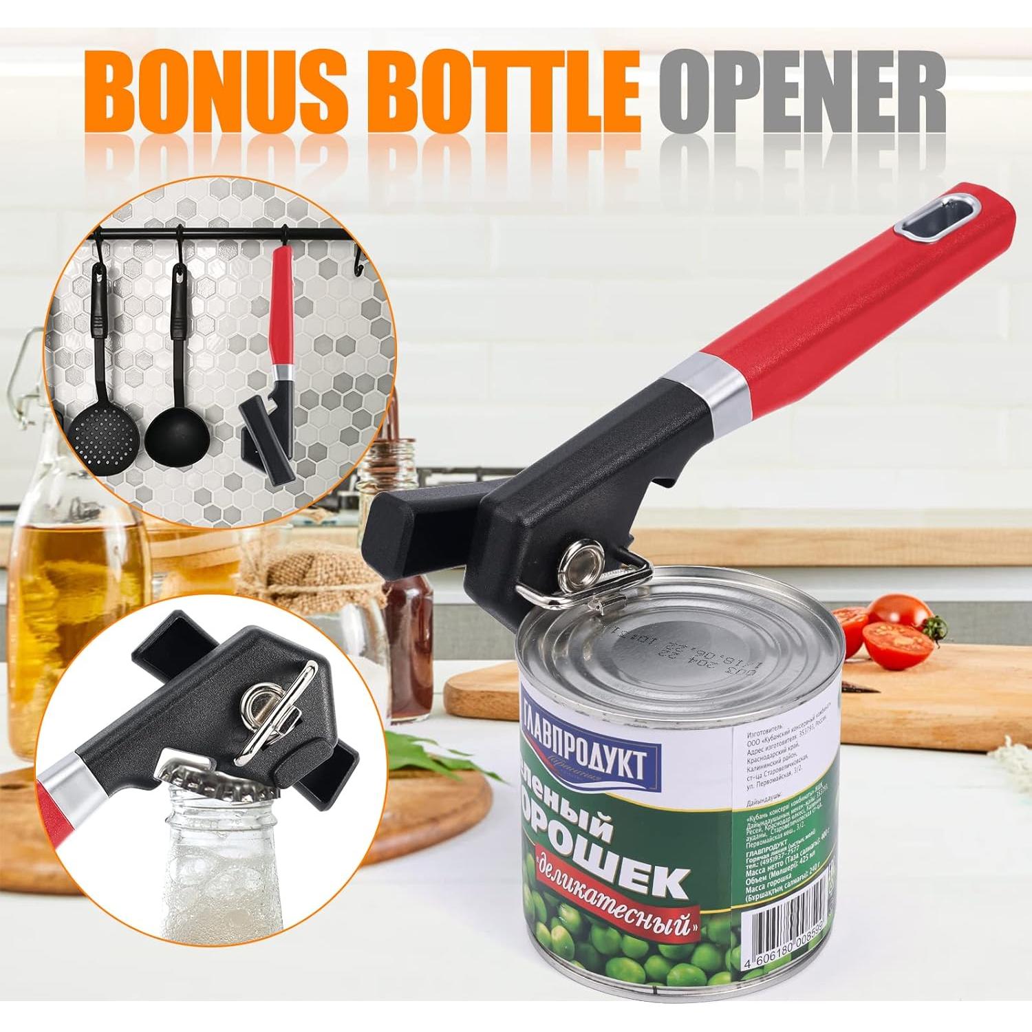 Abrelatas Manual 2 en 1 RICKUNCL Rojo Acero Inoxidable