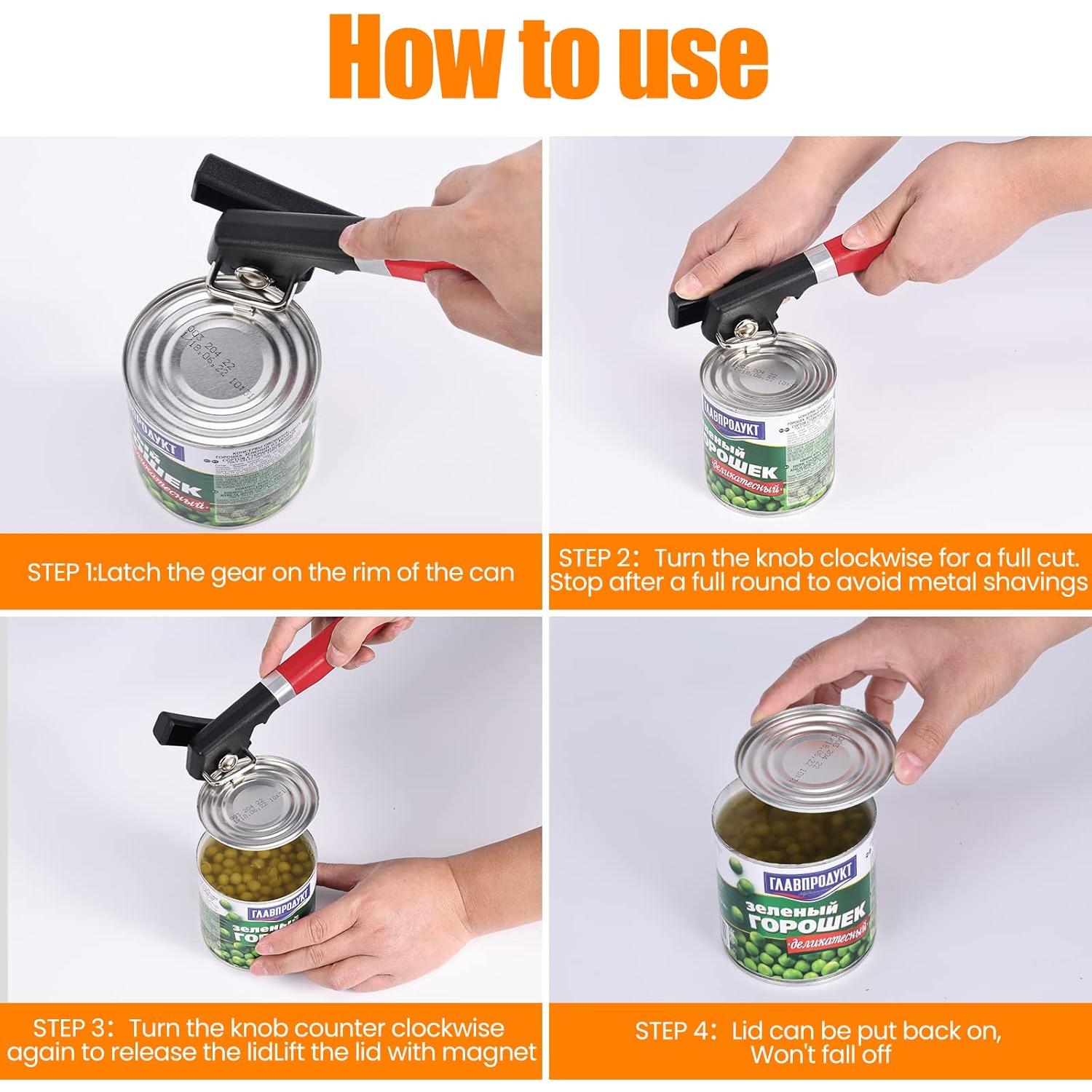 Abrelatas Manual 2 en 1 RICKUNCL Rojo Acero Inoxidable