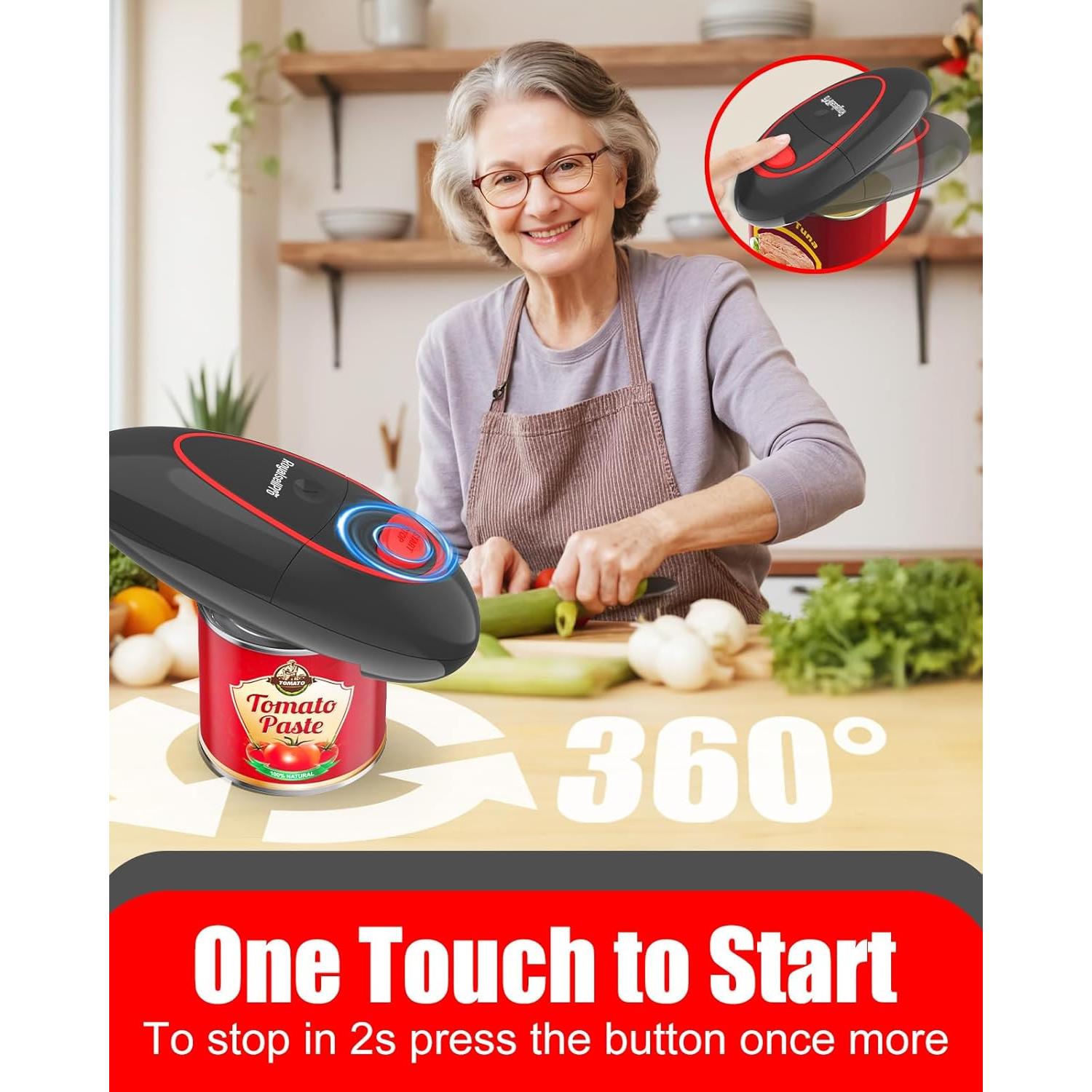 Abrelatas Eléctrico Royalsellpro Automático 12W Rojo Gris