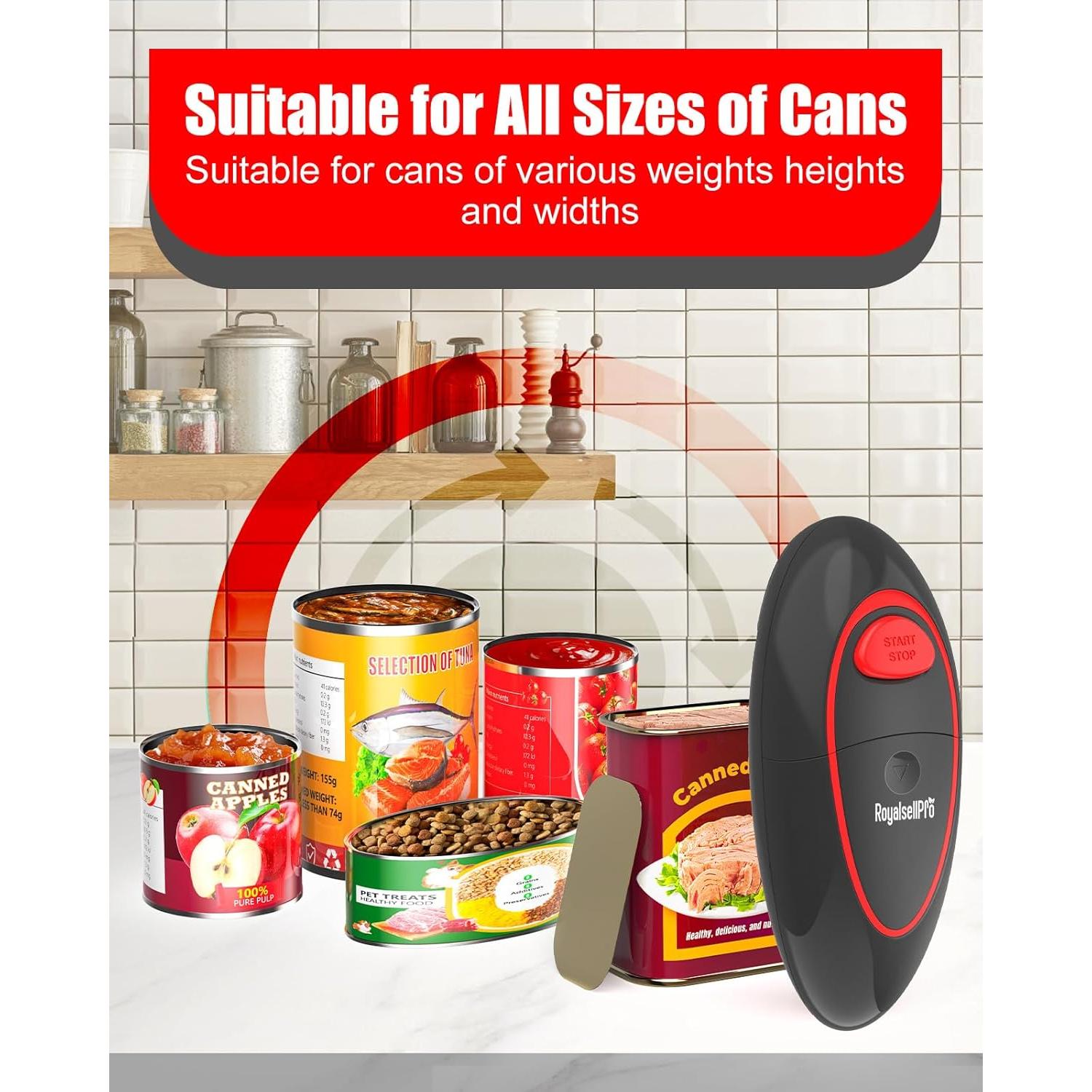 Abrelatas Eléctrico Royalsellpro Automático 12W Rojo Gris