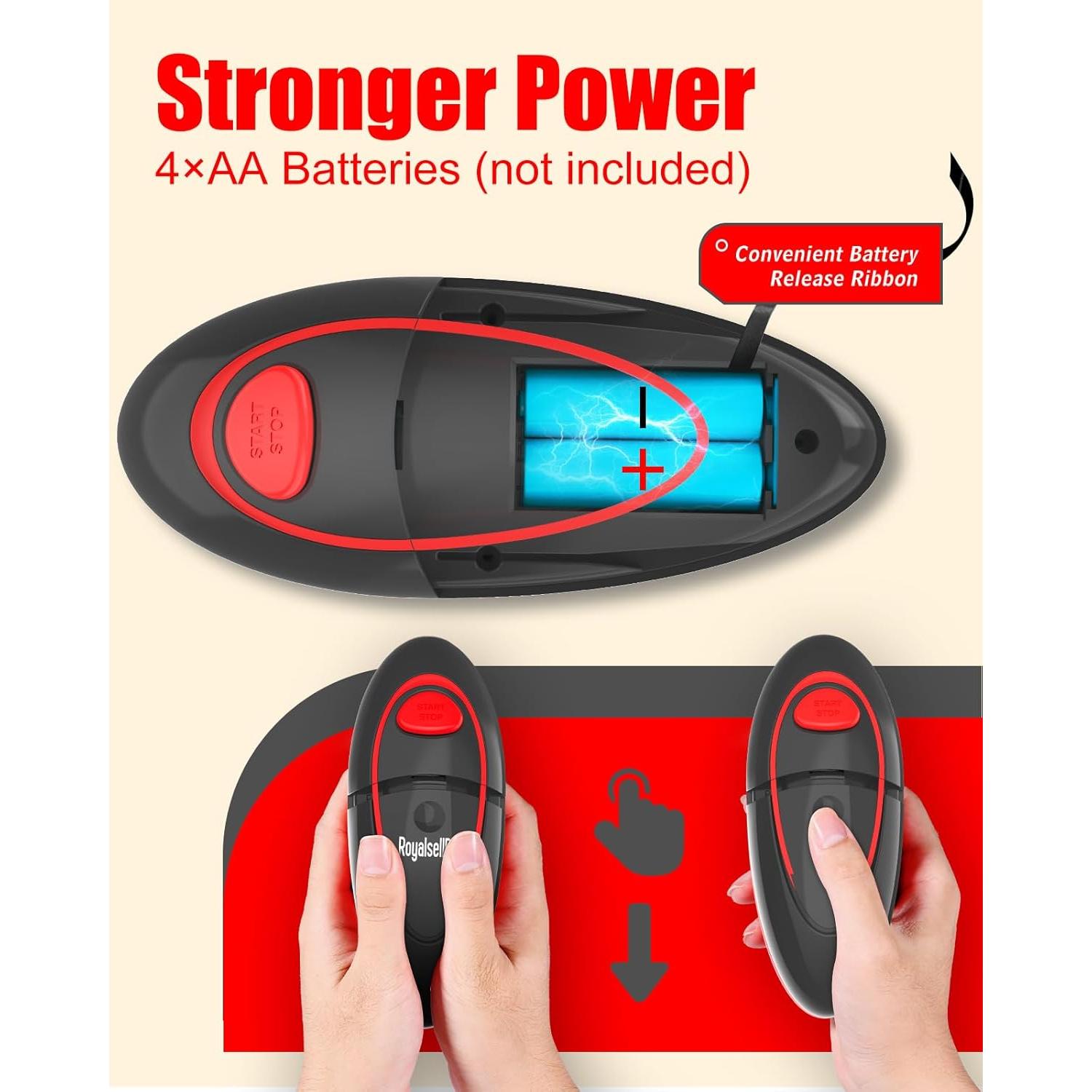 Abrelatas Eléctrico Royalsellpro Automático 12W Rojo Gris