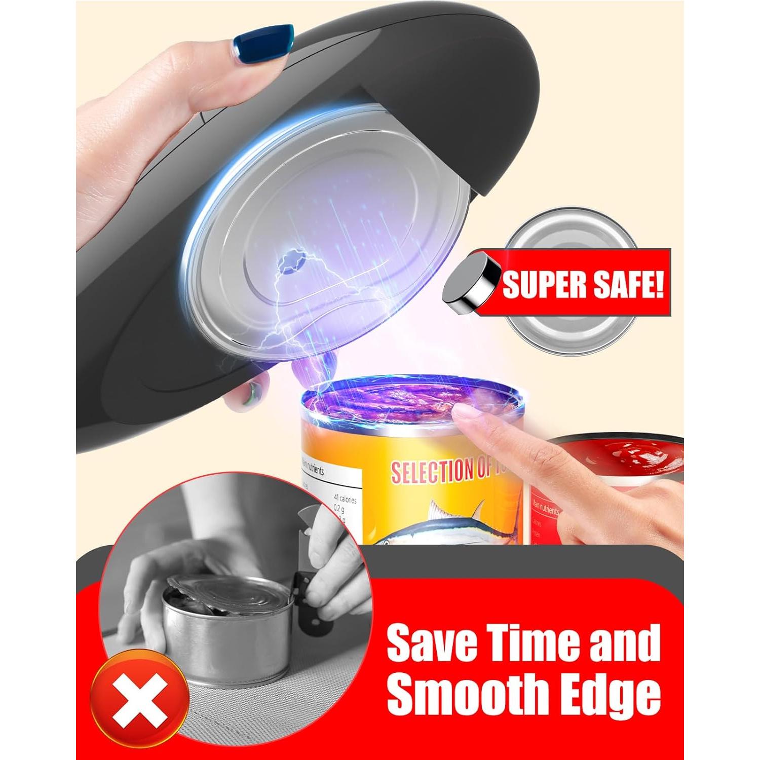 Abrelatas Eléctrico Royalsellpro Automático 12W Rojo Gris