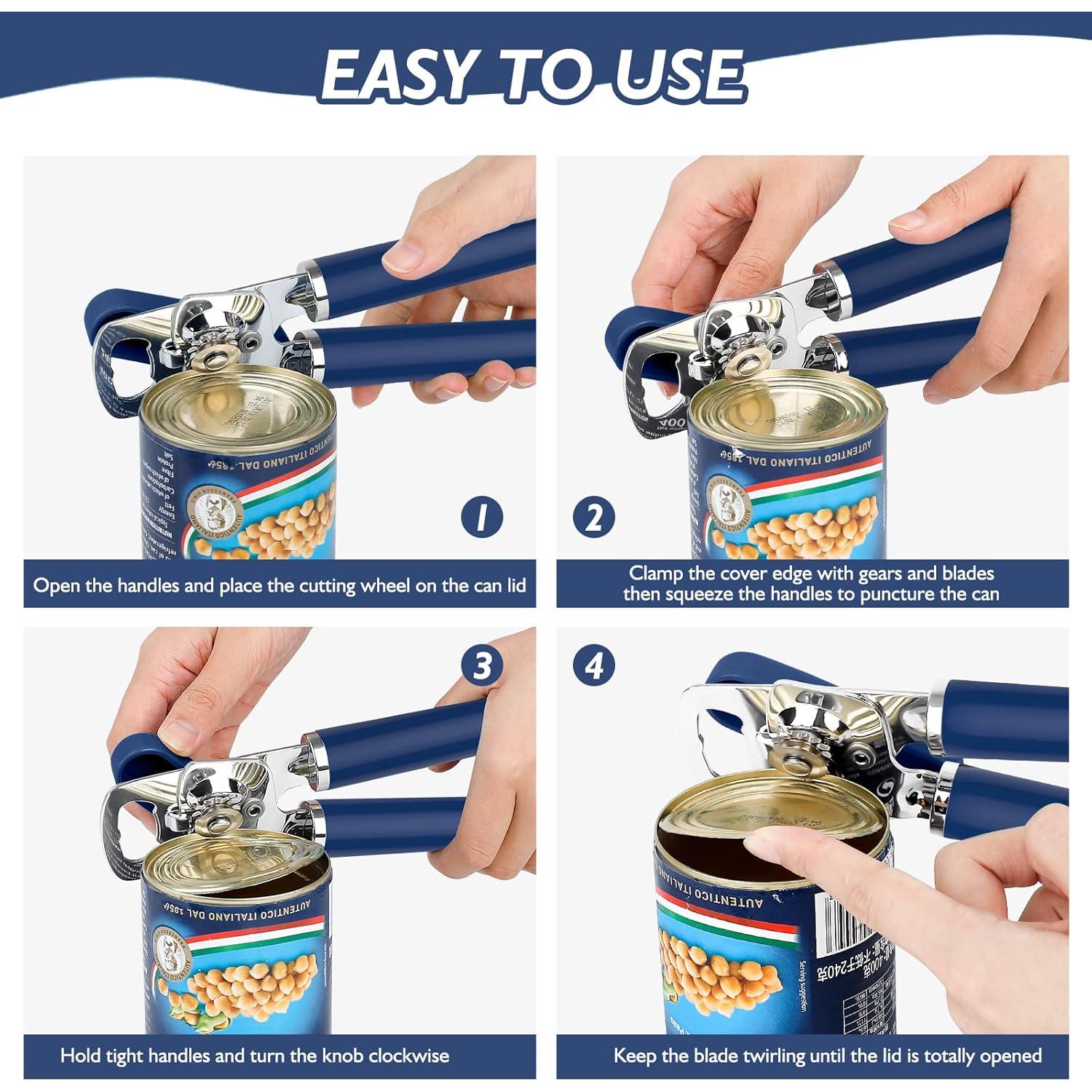 Abrelatas Manual Mebotem Acero Inoxidable Azul Marino