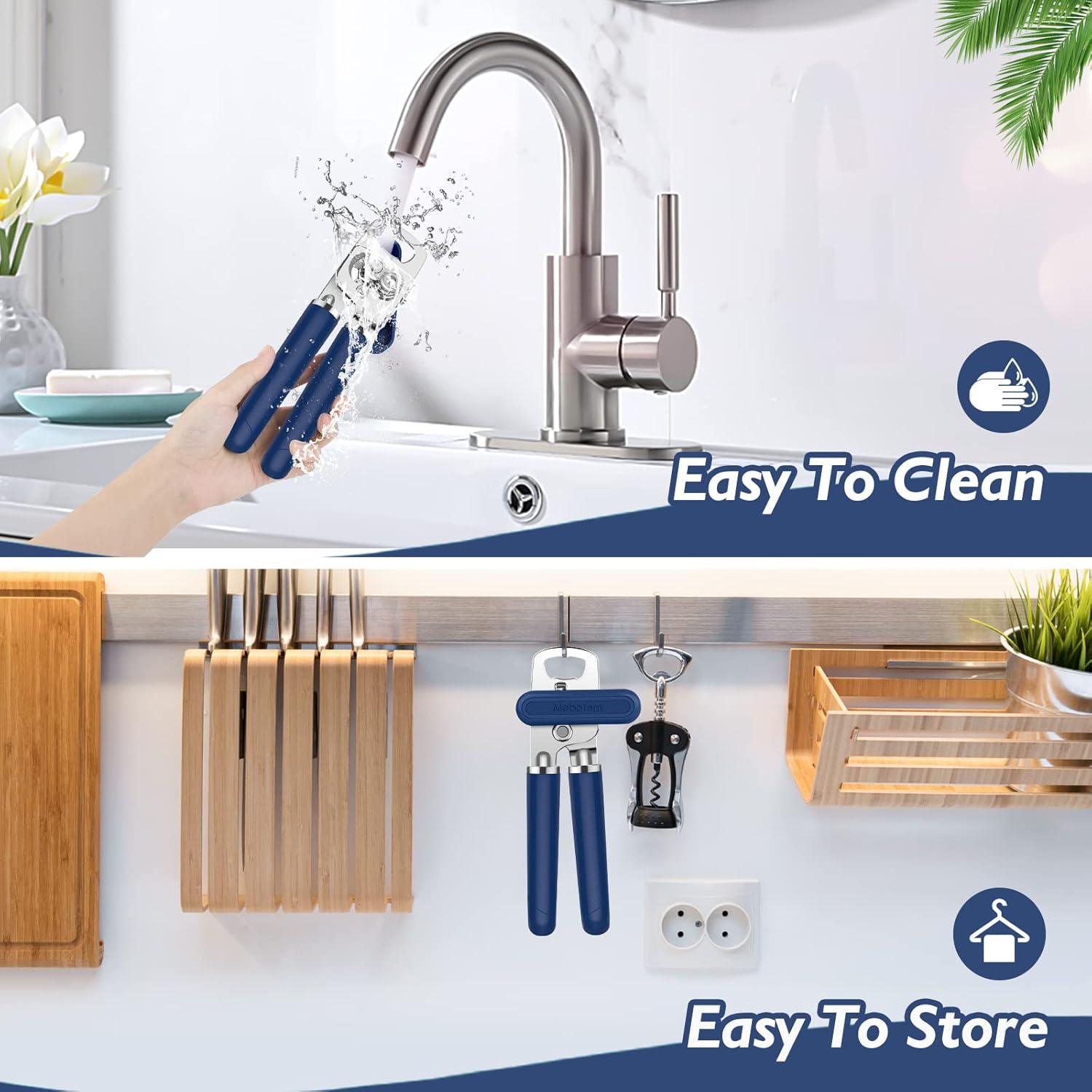 Abrelatas Manual Mebotem Acero Inoxidable Azul Marino