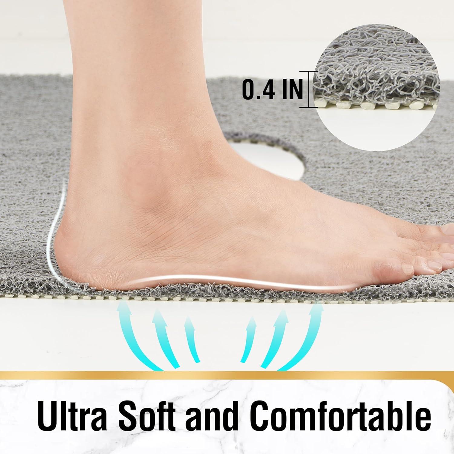 HITSLAM Alfombrilla de Ducha Antideslizante 60,96x60,96cm Gris