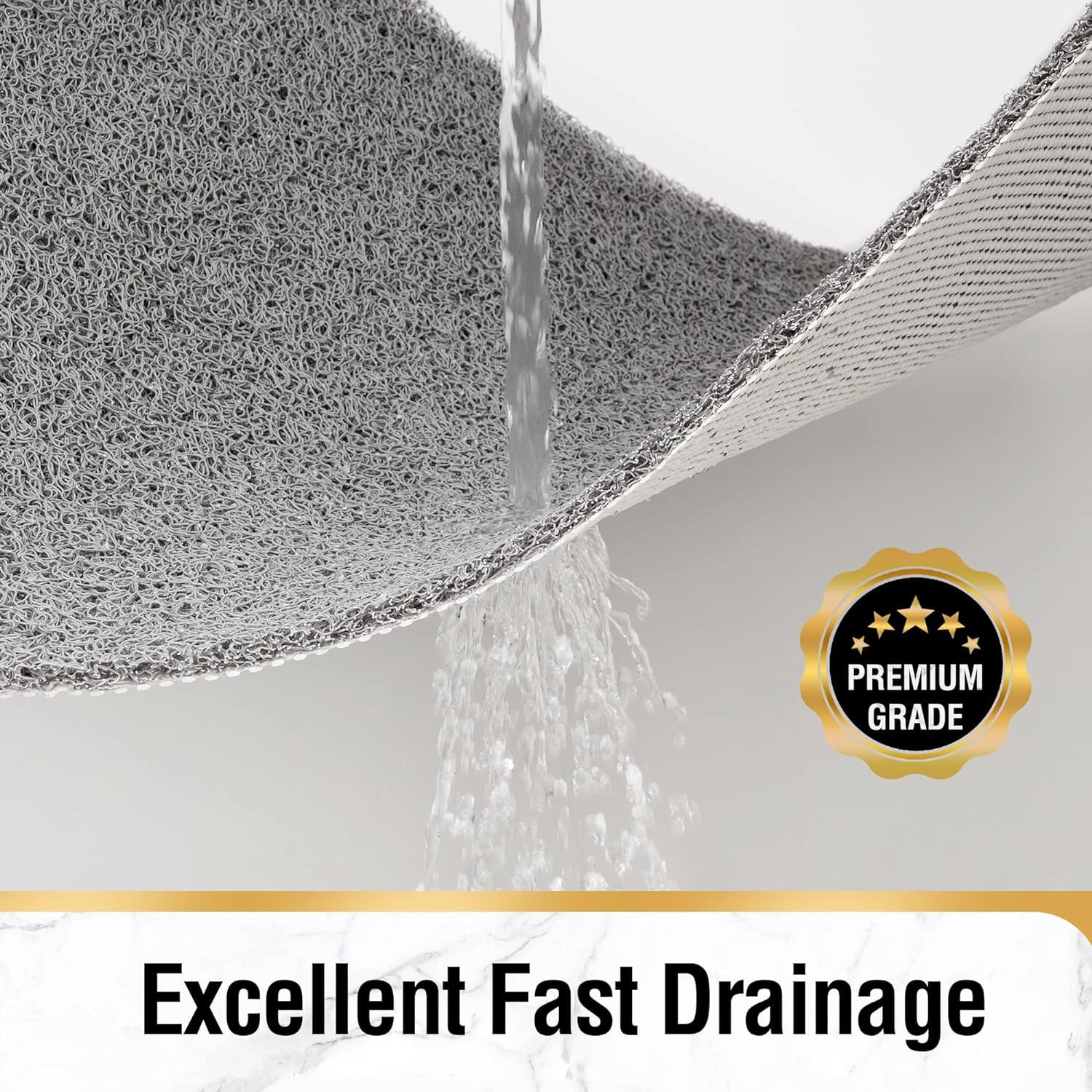 HITSLAM Alfombrilla de Ducha Antideslizante 60,96x60,96cm Gris