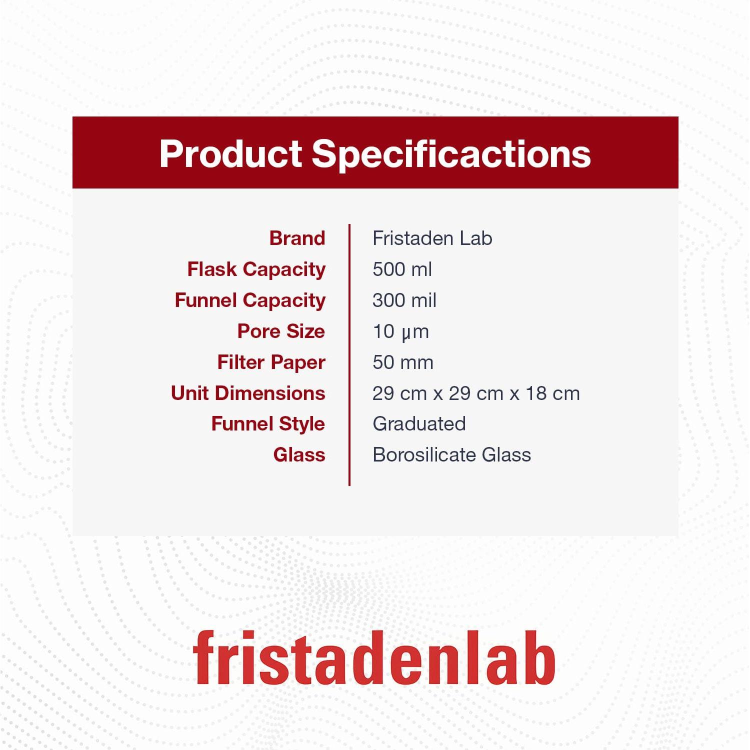 Kit de Filtración al Vacío Fristaden | Matraz 500 mL | Embudo 300 mL