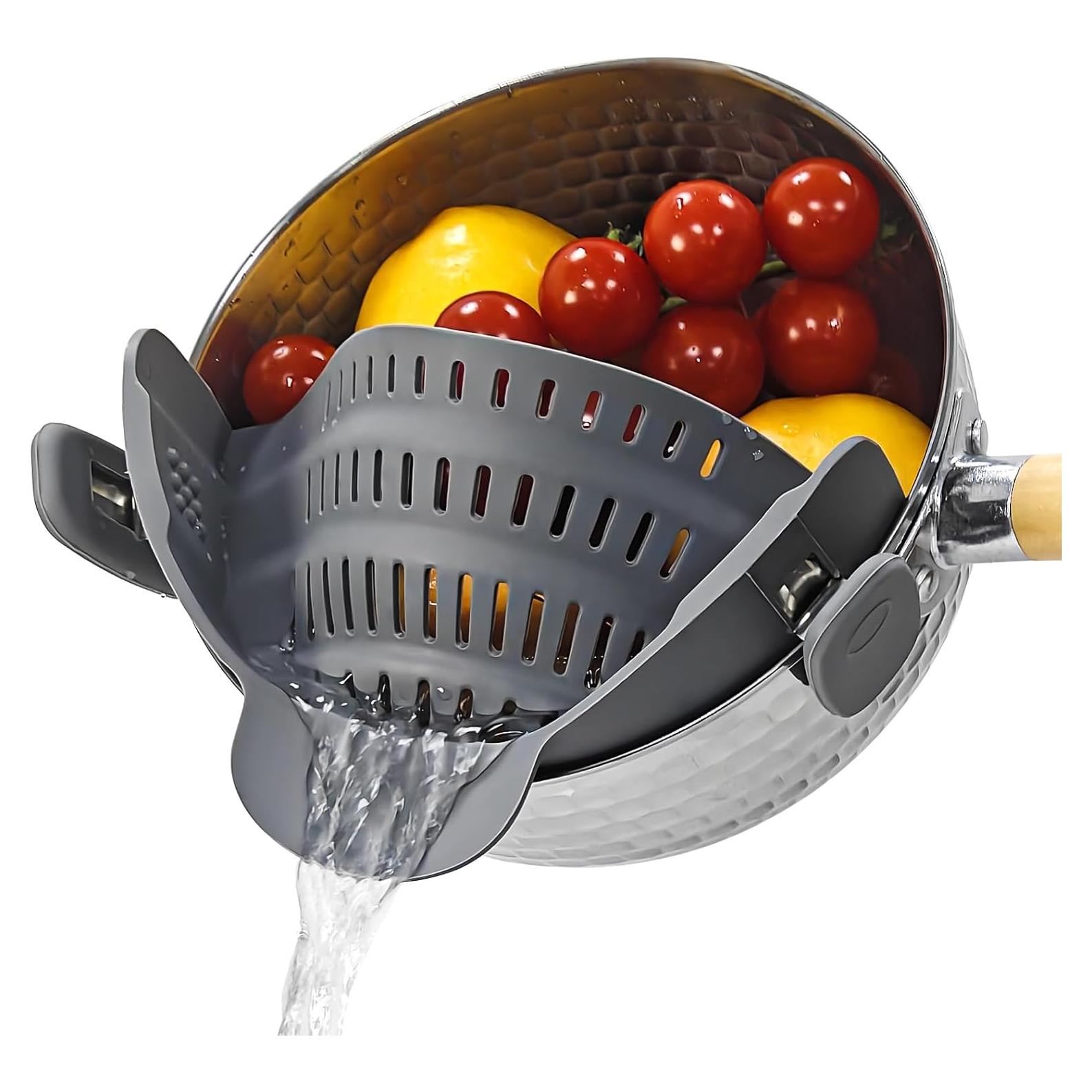 Colador Clip On Starkitchen de Silicona Gris 23,6 cm