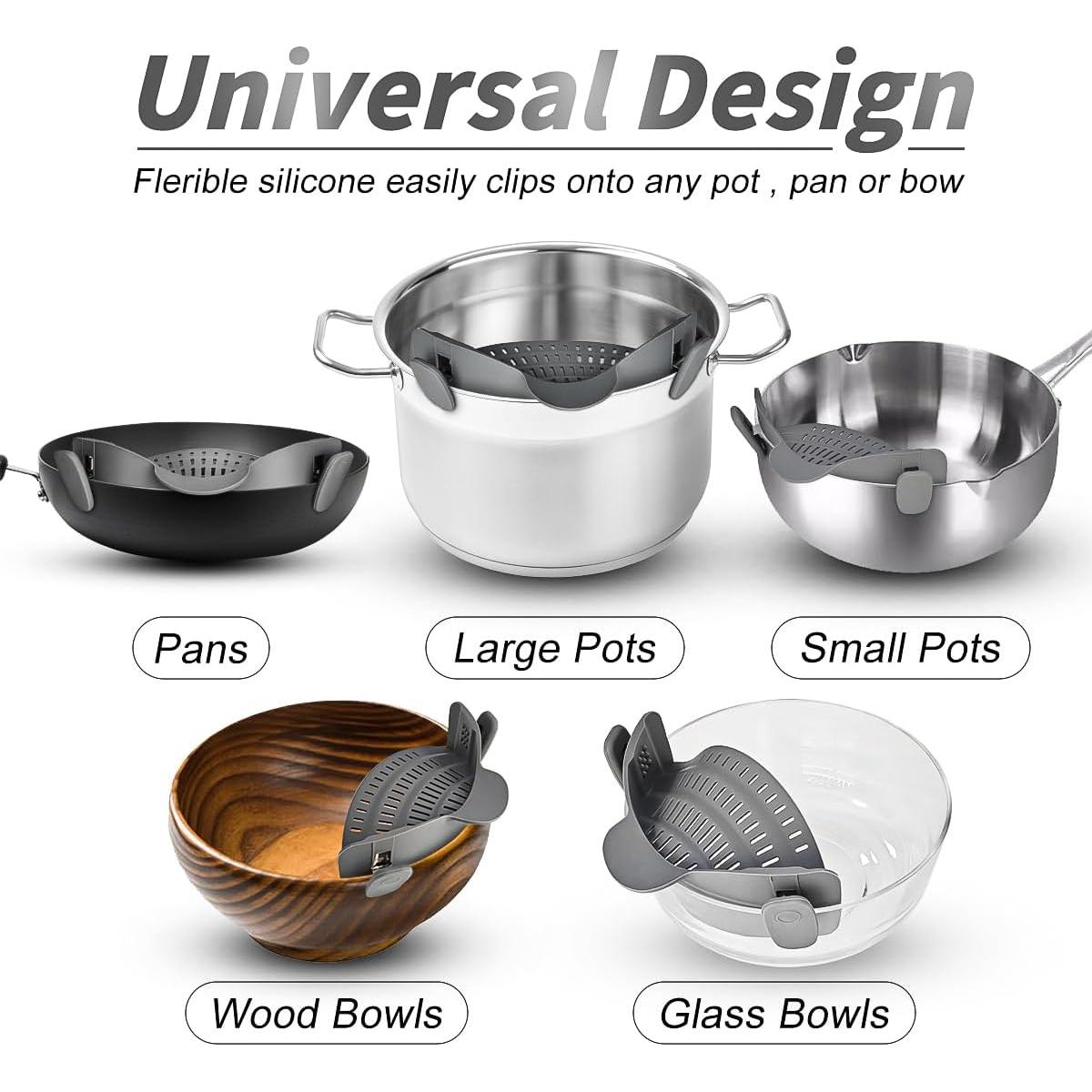 Colador Clip On Starkitchen de Silicona Gris 23,6 cm