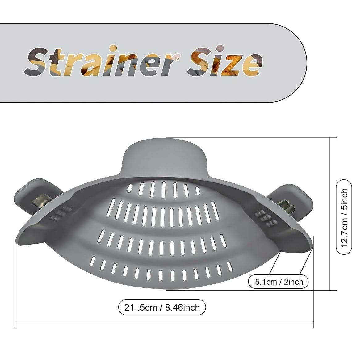 Colador Clip On Starkitchen de Silicona Gris 23,6 cm