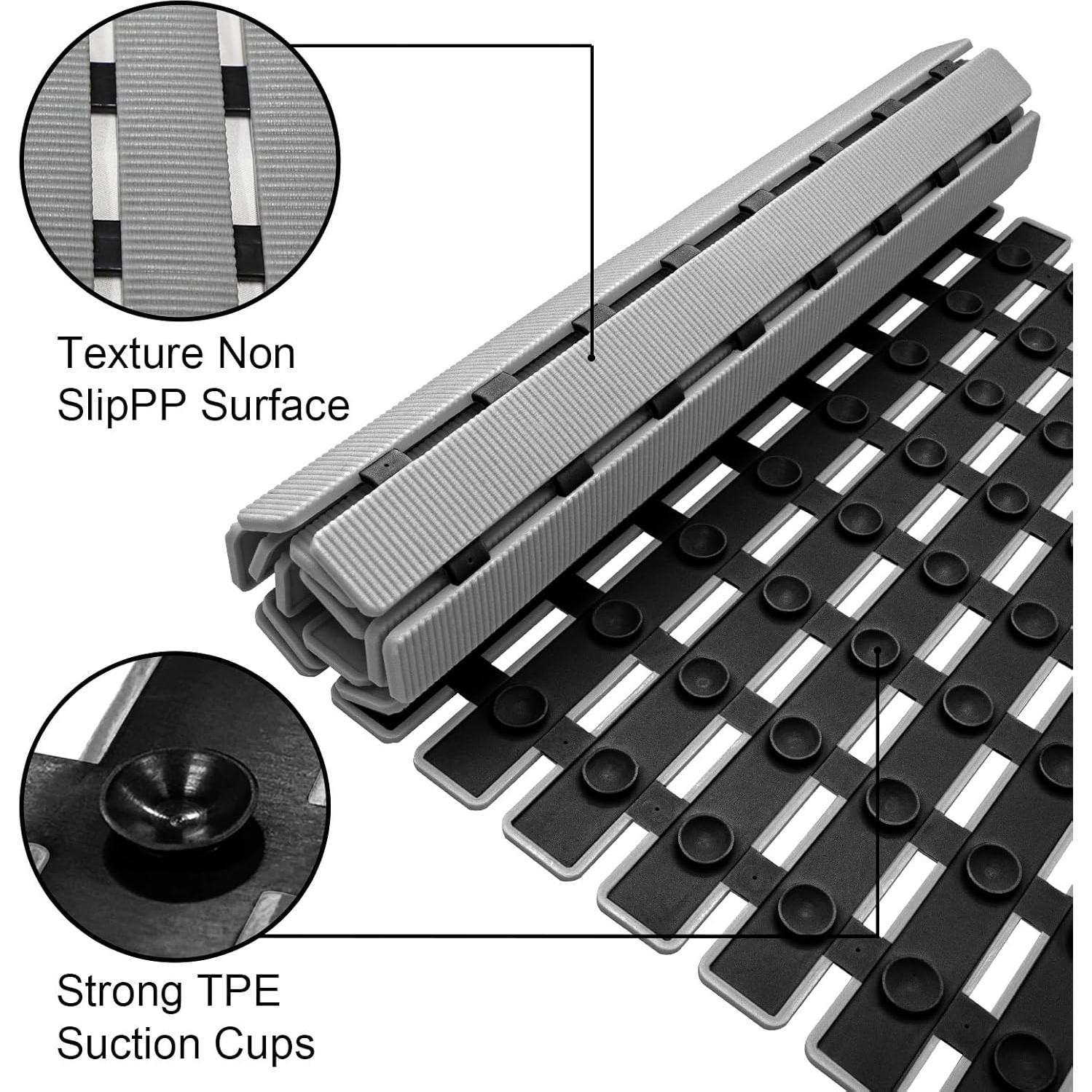 Alfombrilla Antideslizante para Ducha MBOSS 69.85x39.88cm Gris