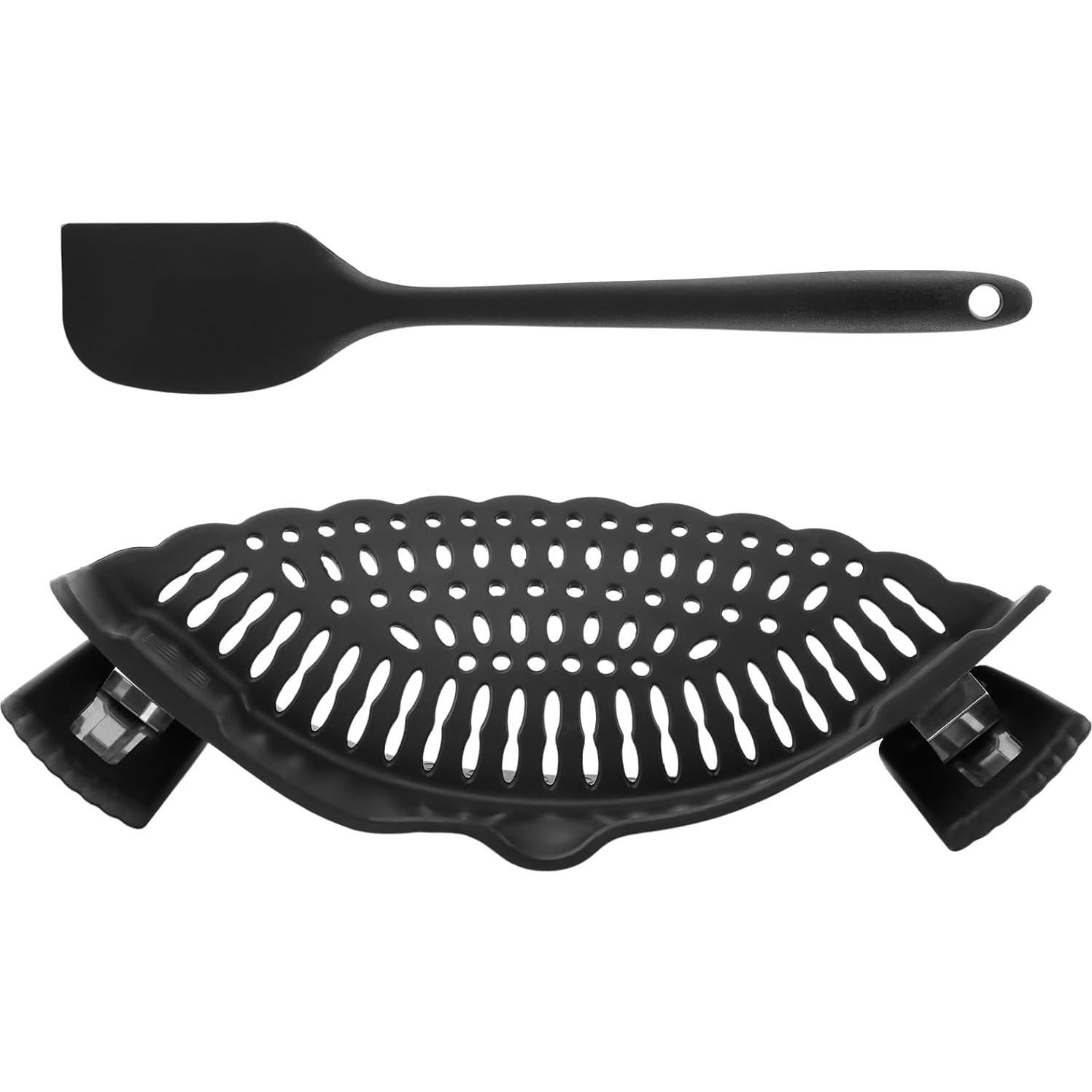 Colador de Pasta Ajustable Loyanger con Raspador Silicona Negro