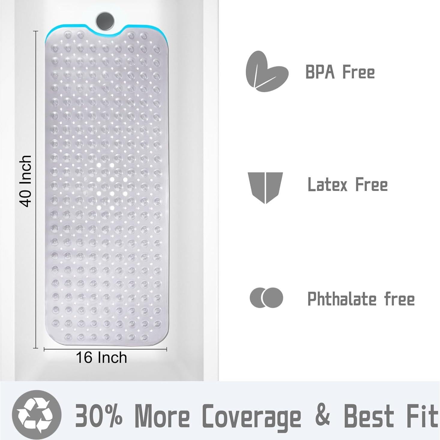 Alfombrilla de Ducha Antideslizante Yimobra 101,6 x 40,6 cm Gris