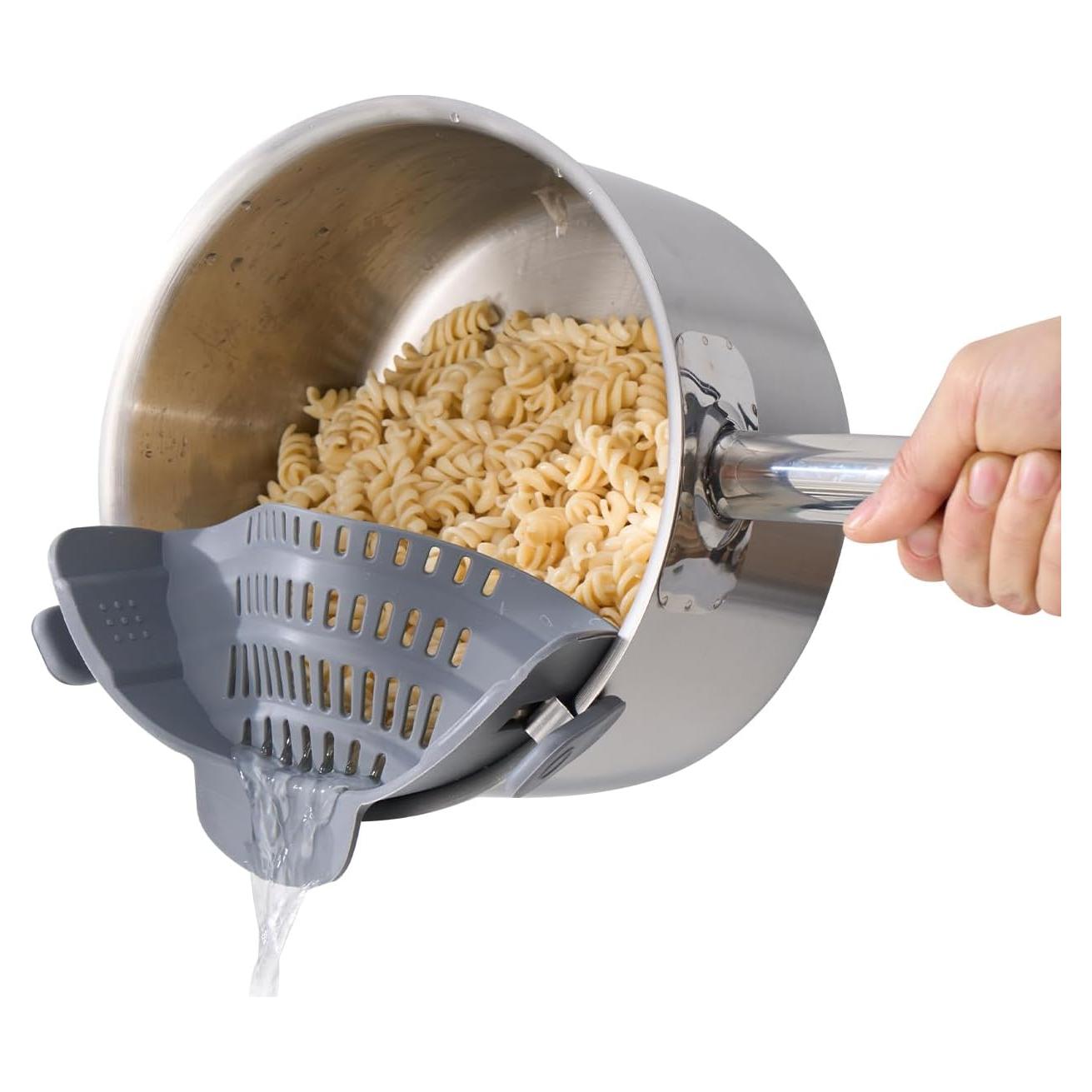 Colador de Silicona Clip On S&F Homes - Gris, Resistente al Calor