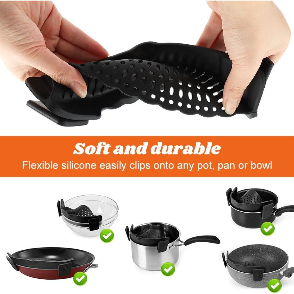 Colador de Silicona Clip On Velarionna con Raspador Negro