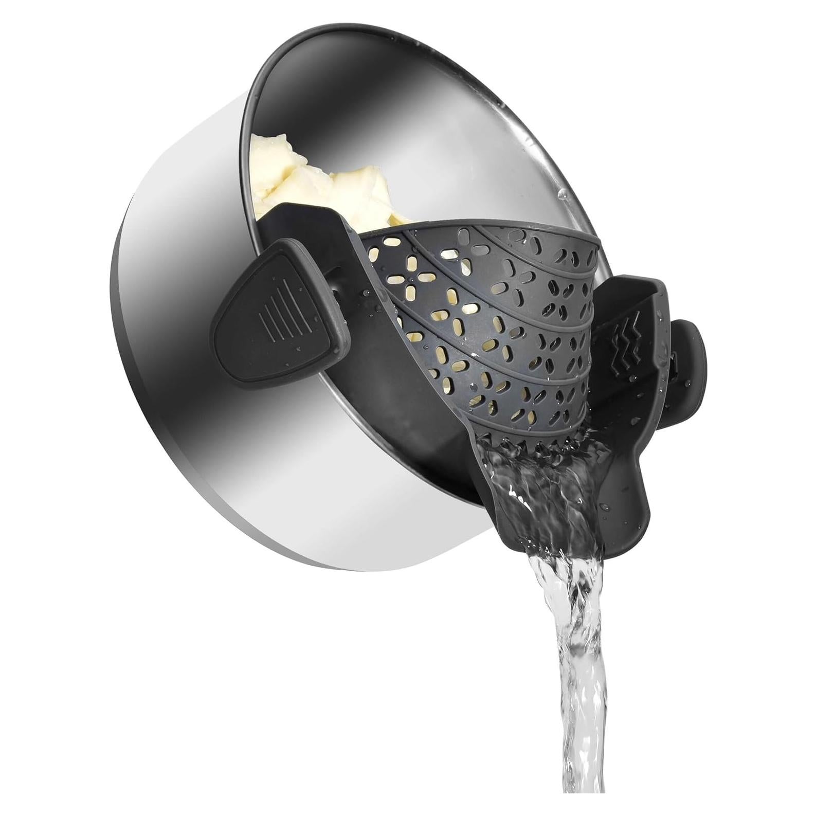 Colador de Pasta Ajustable SUNWUKIN Silicona Gris 22.6cm