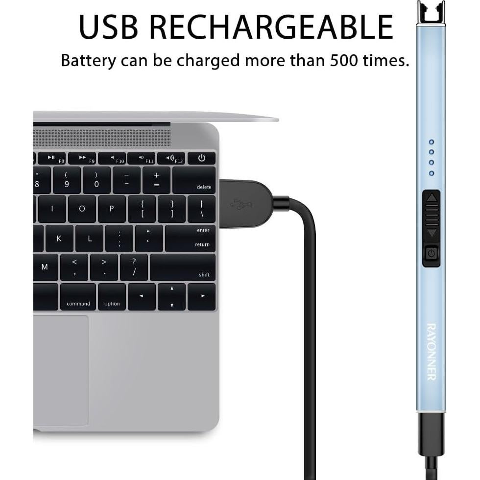 Encendedor Eléctrico RAYONNER Recargable USB 2 Piezas Azul