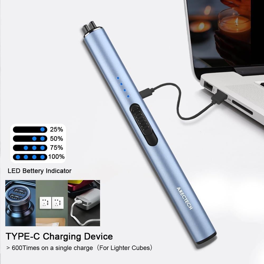 Encendedor Eléctrico Recargable ARECTECH Tipo-C Azul