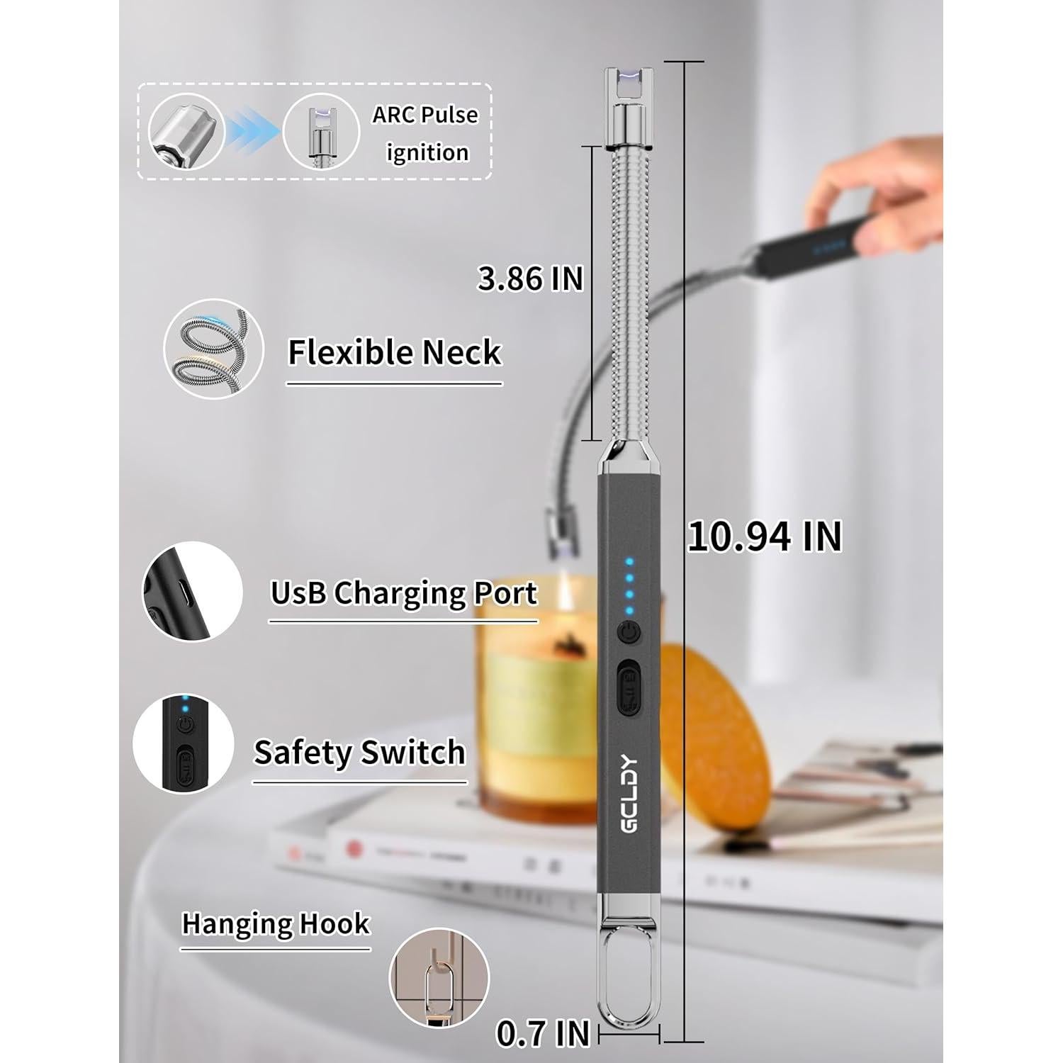 Encendedor Eléctrico Gcldy G12 Recargable USB a Prueba de Viento