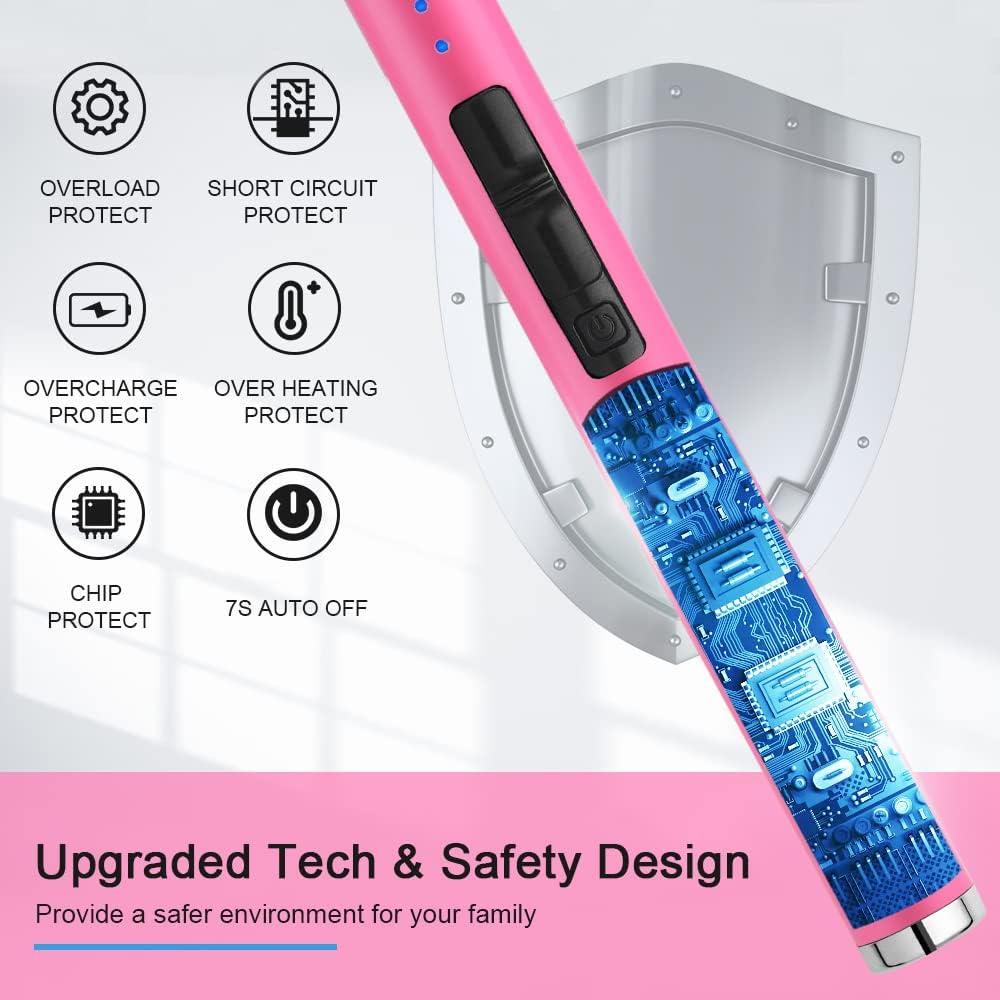 Encendedor USB Recargable SUPRUS Rosa Fluorescente a Prueba de Viento