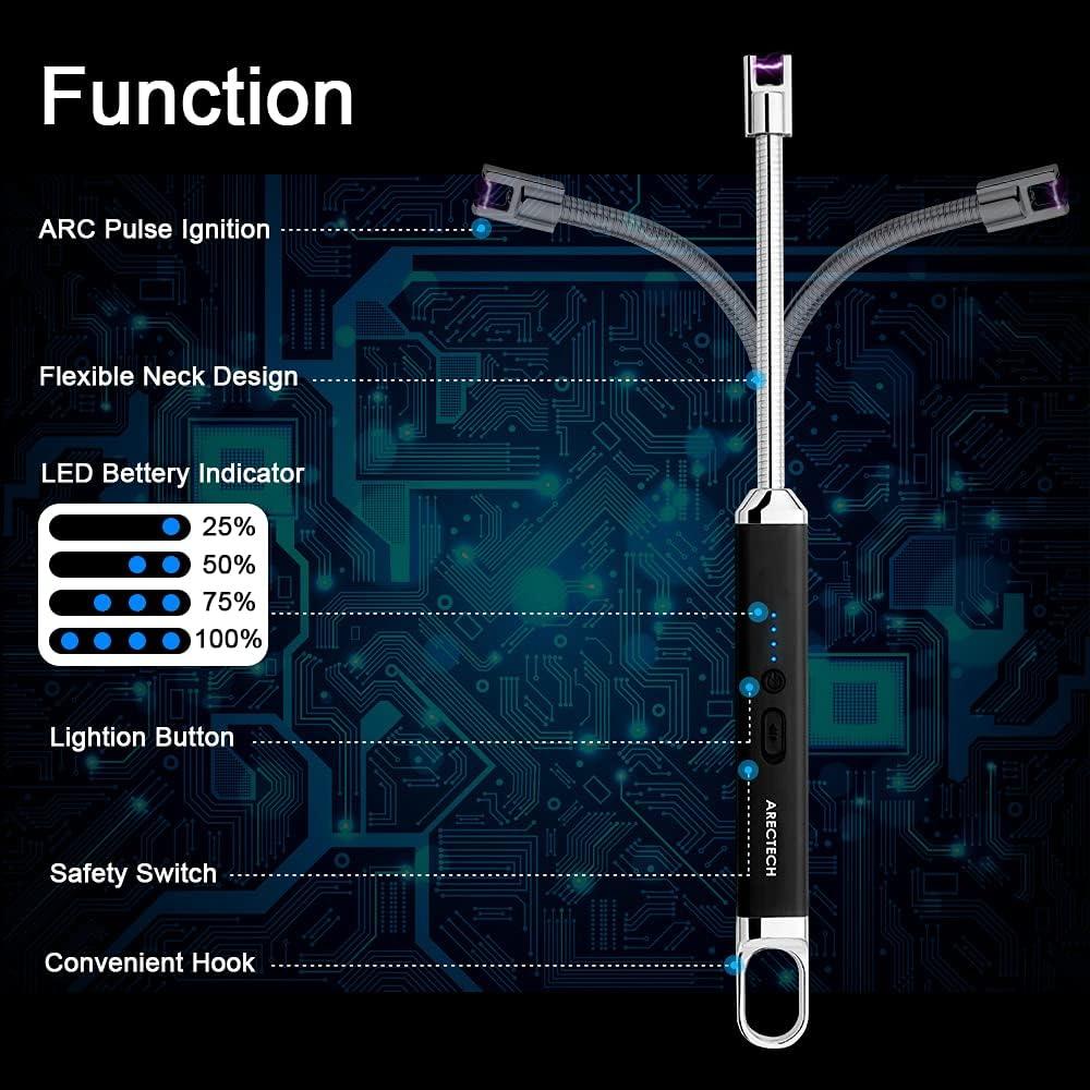 Encendedor Eléctrico Recargable USB ARECTECH Negro 27.18 cm