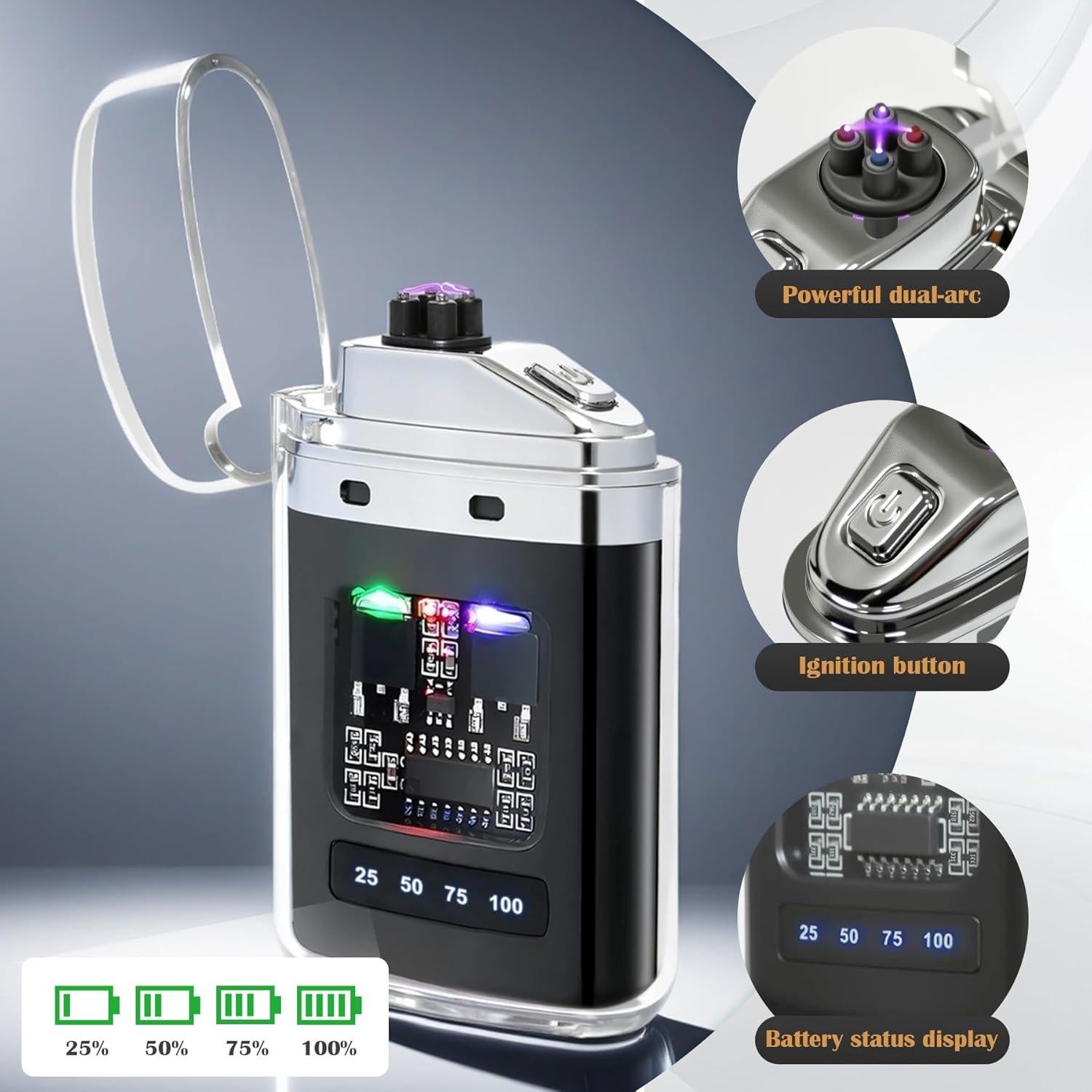 Encendedor Eléctrico Recargable BAJISA Negro Sin Llama