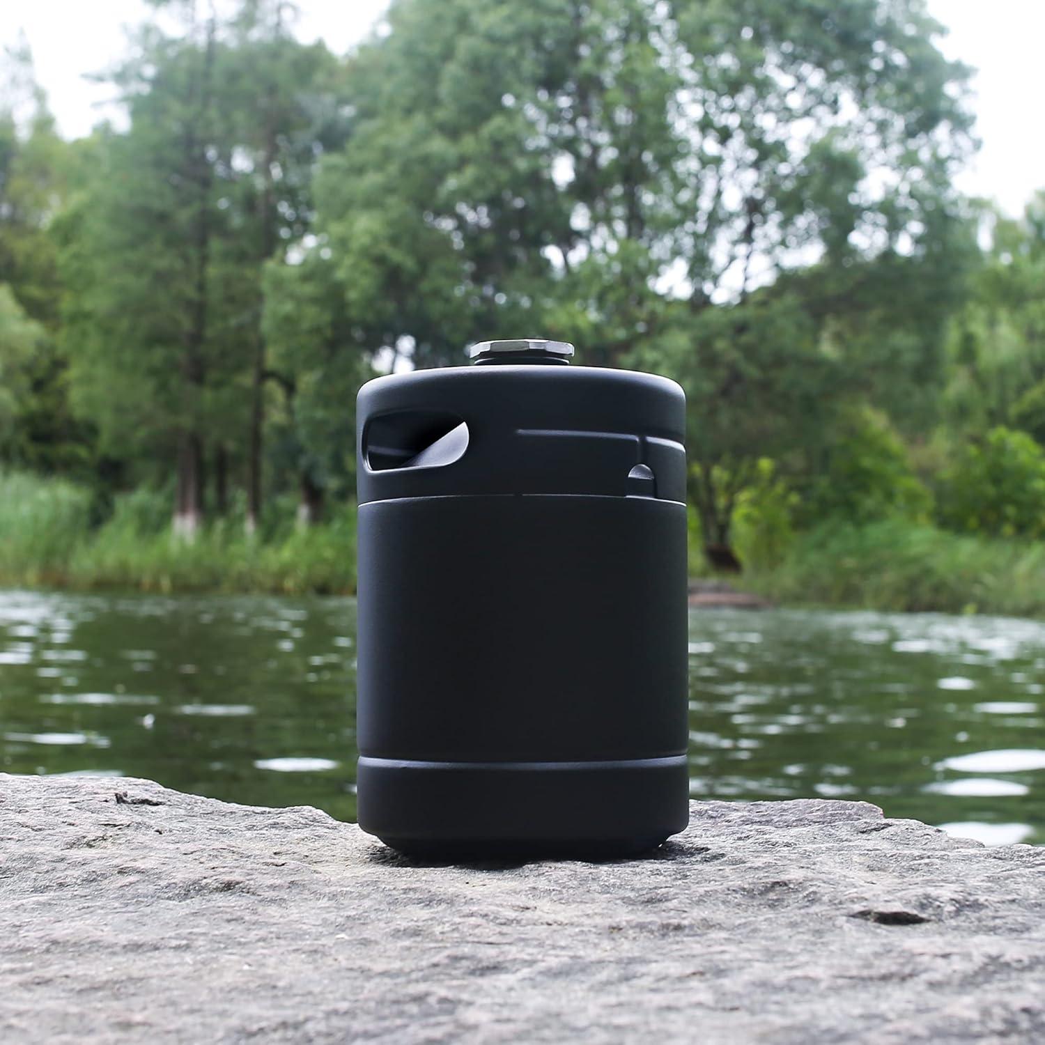 Growler Mini Gancowise 1.89L Acero Inoxidable Negro Mate