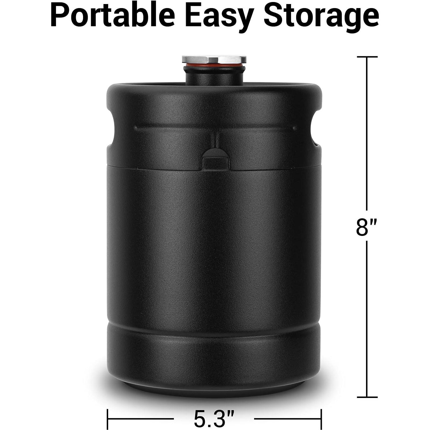 Growler Mini Gancowise 1.89L Acero Inoxidable Negro Mate