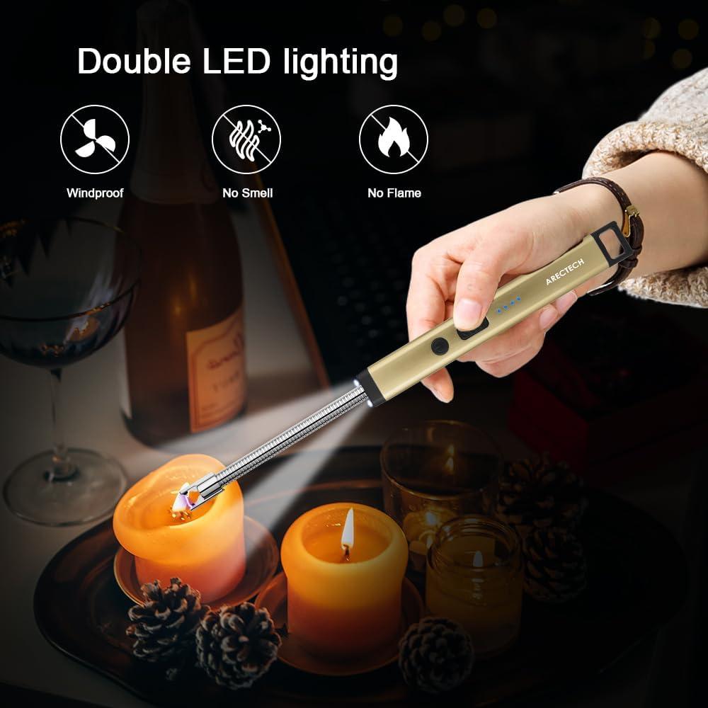 Encendedor Eléctrico ARECTECH Recargable USB Dorado 10,41 cm