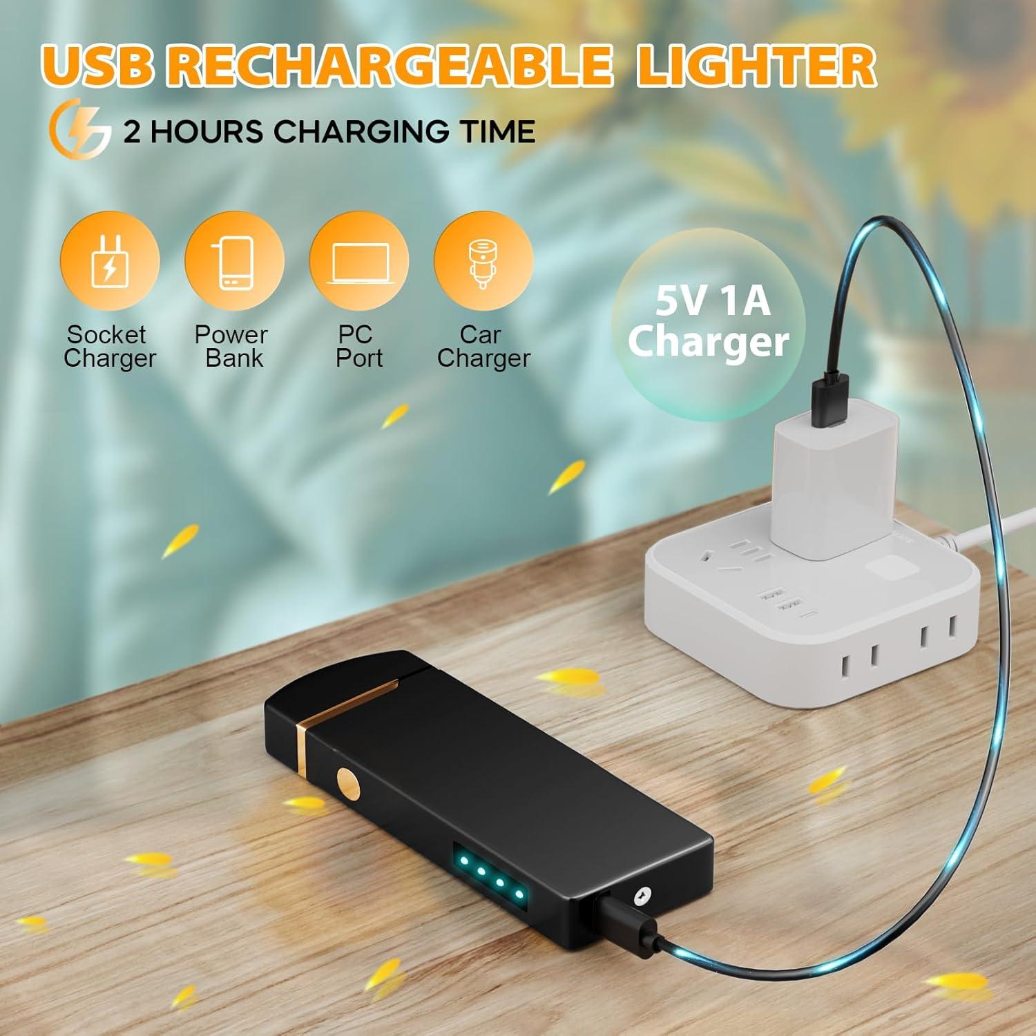 Encendedor Eléctrico Recargable Coquimbo Doble Arco Negro