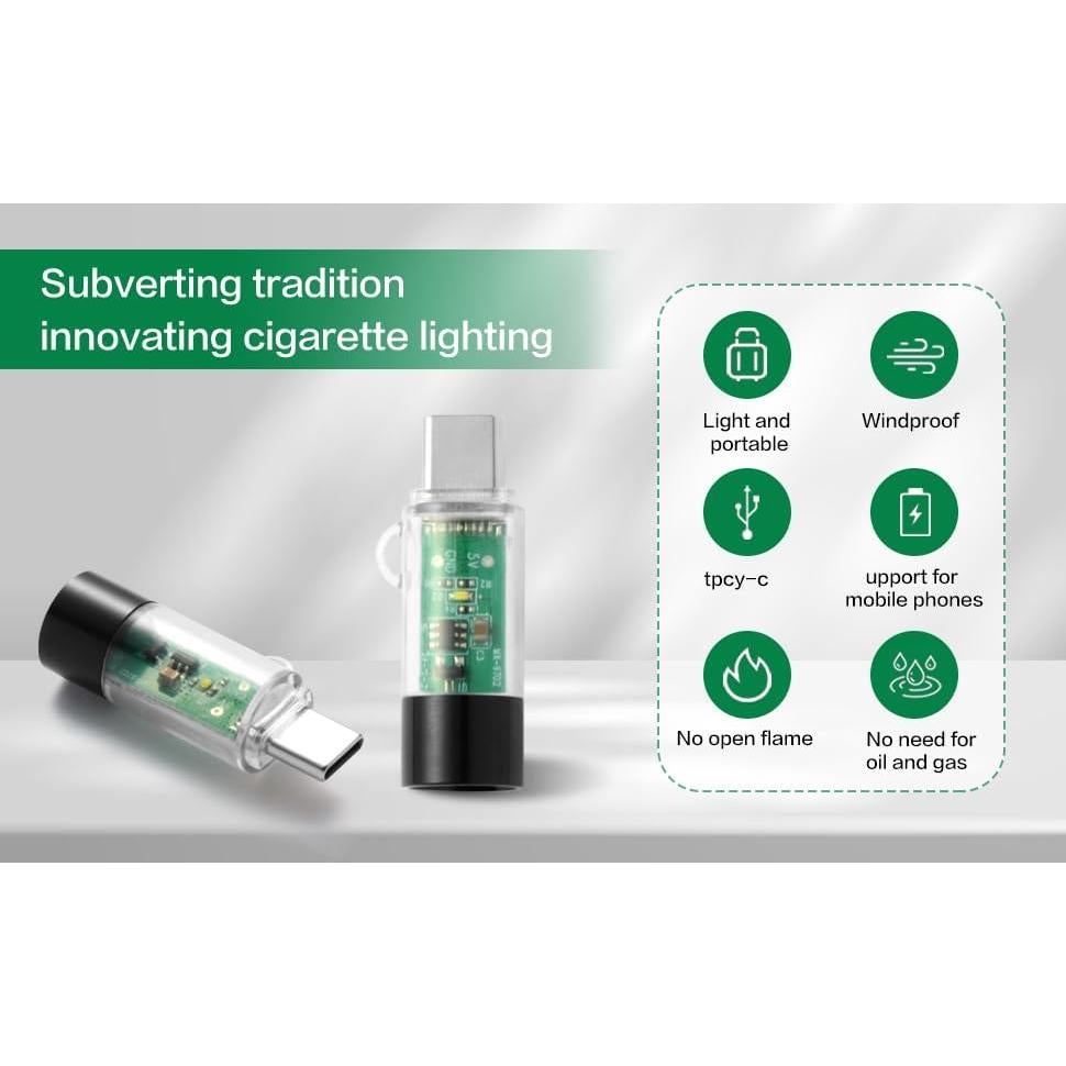 Encendedor Eléctrico USB-C Genérico Mini a Prueba de Viento