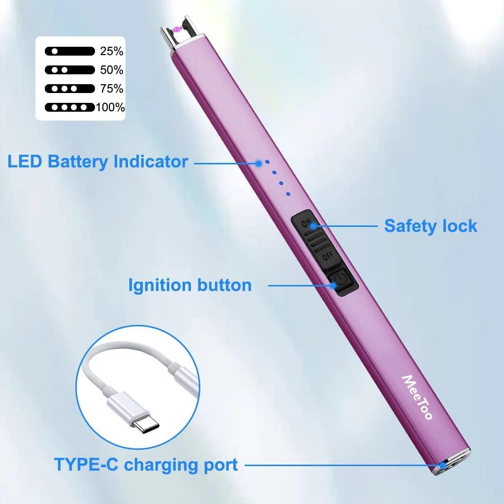 Encendedor Eléctrico Recargable MEETOO Tipo-C Púrpura