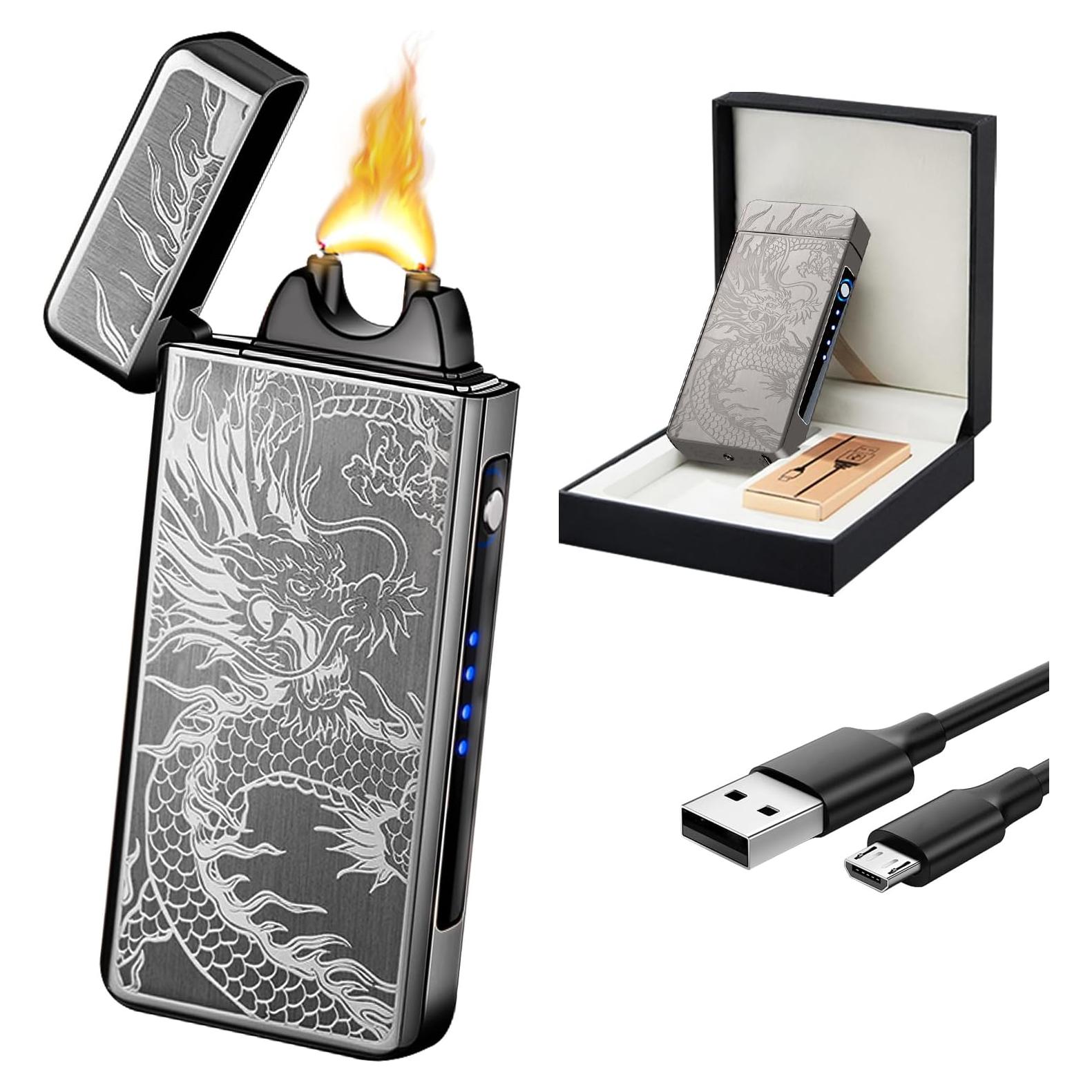 Encendedor Eléctrico de Plasma SKRFIRE Dragón Negro USB