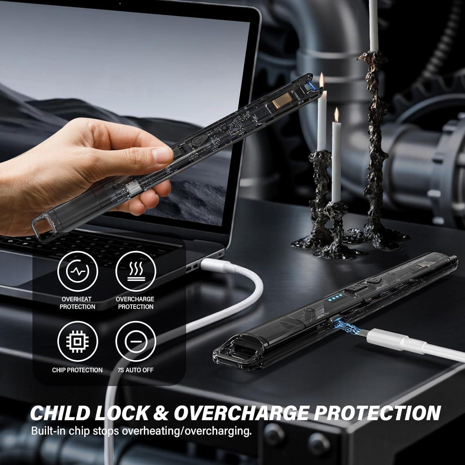 Juego de 2 Encendedores Eléctricos KTEBO Recargables USB 18,74 cm