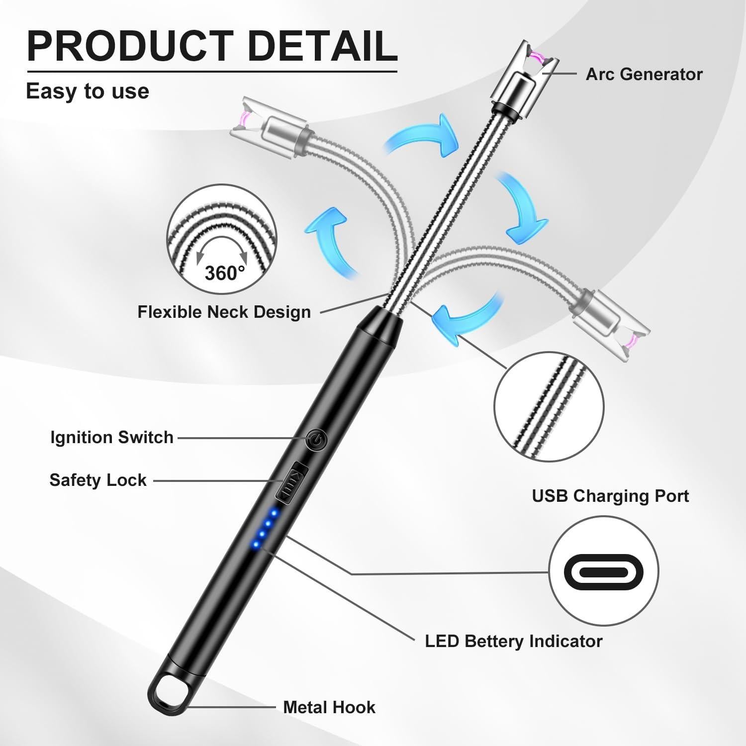 Encendedores Eléctricos LcFun Recargables USB 2 Piezas